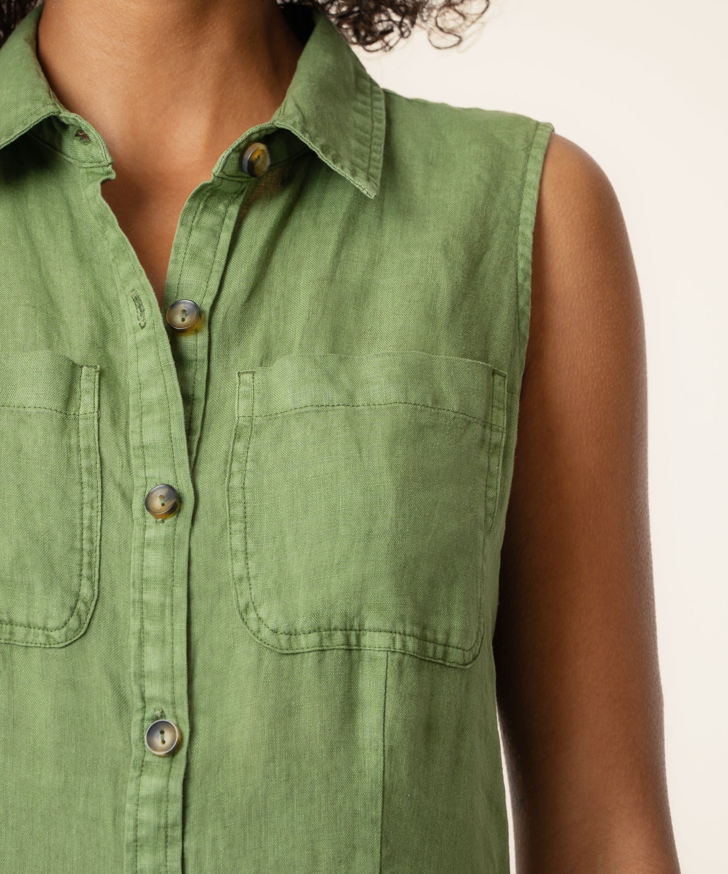 Bowie Linen Dress in Olive - Image 4