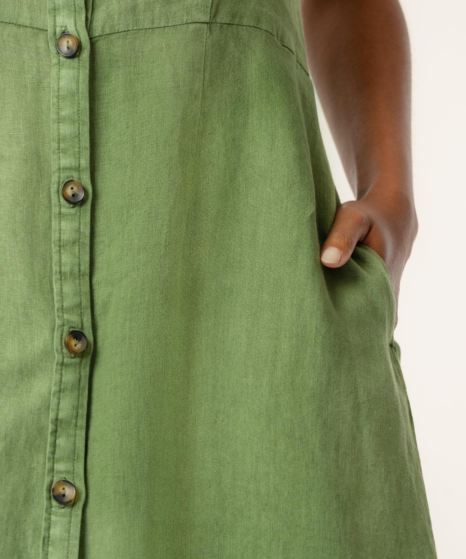 Bowie Linen Dress in Olive - Image 5