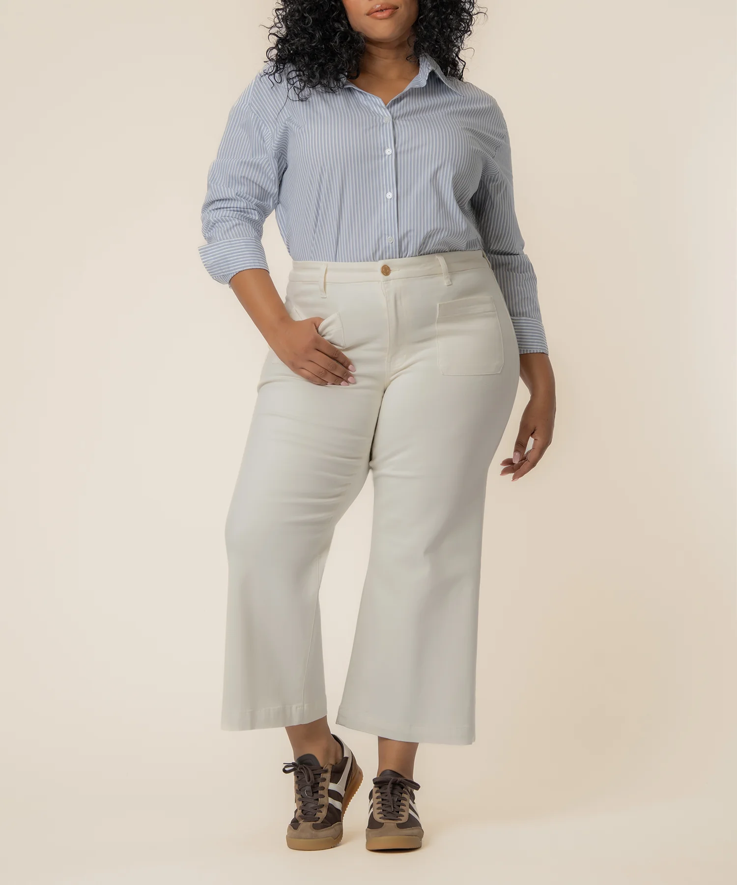 Meg High Rise Wide Leg, Plus in Ecru