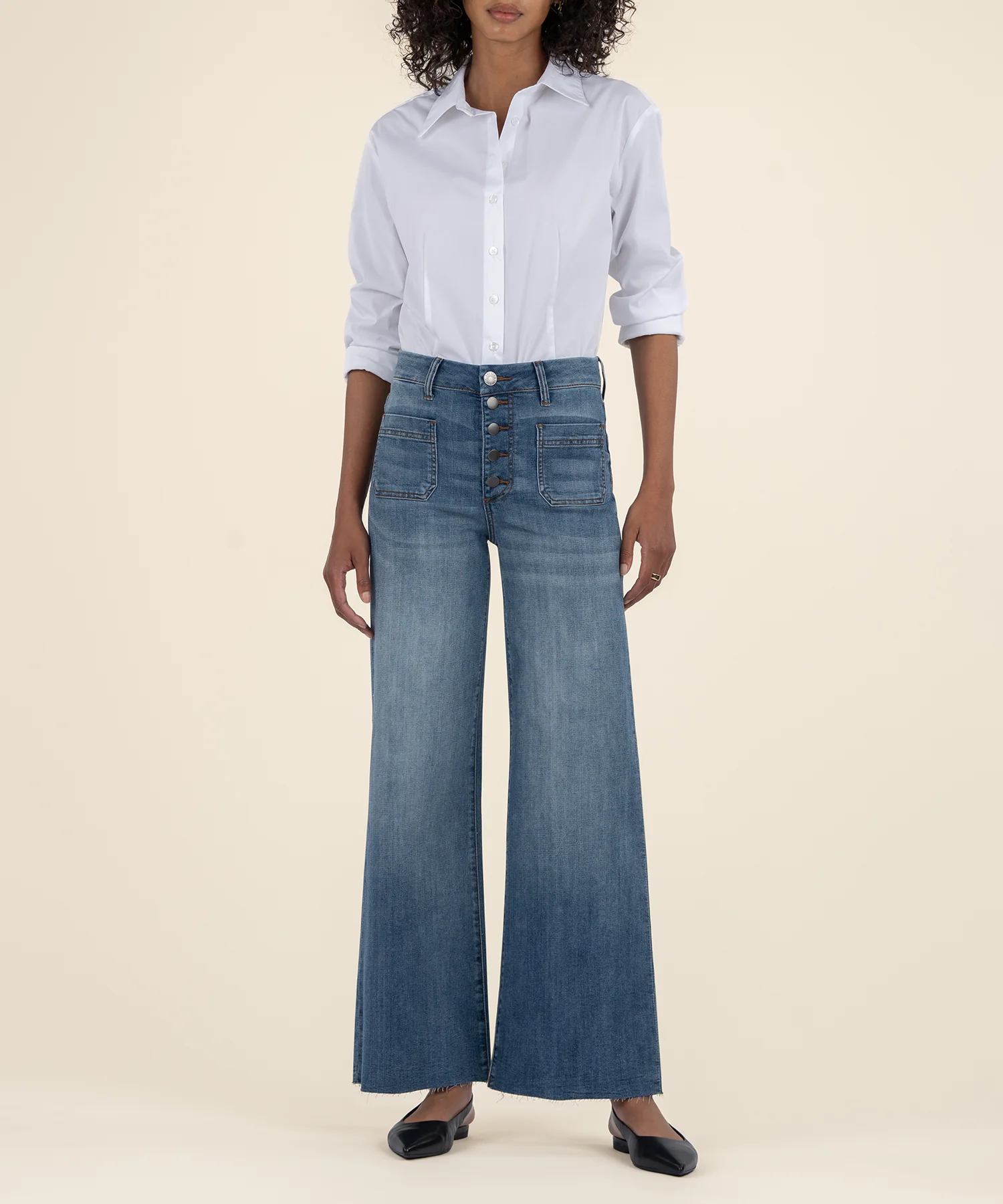 Meg High Rise Wide Leg, Long Inseam in Prevent Wash
