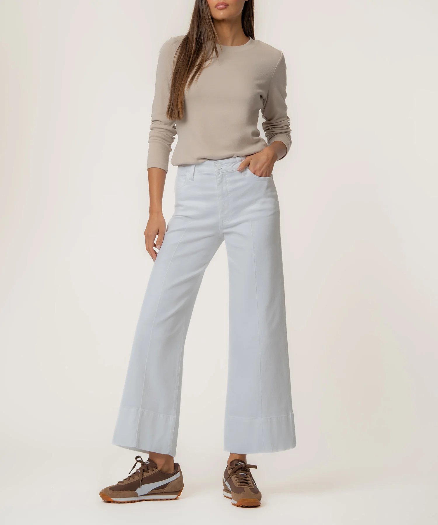 Meg High Rise Wide Leg in Optic White
