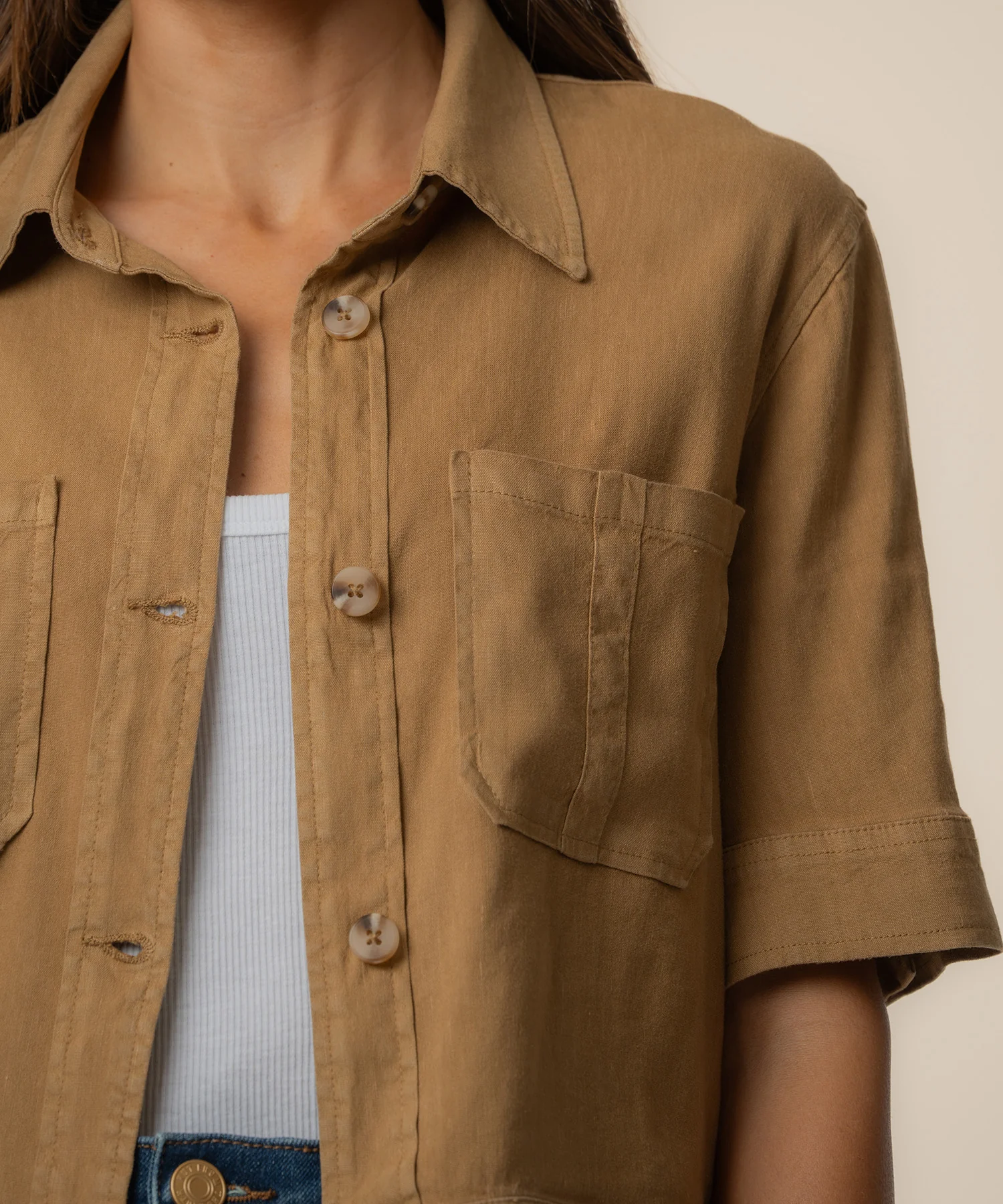 Finly Linen Jacket in Wood - Image 5