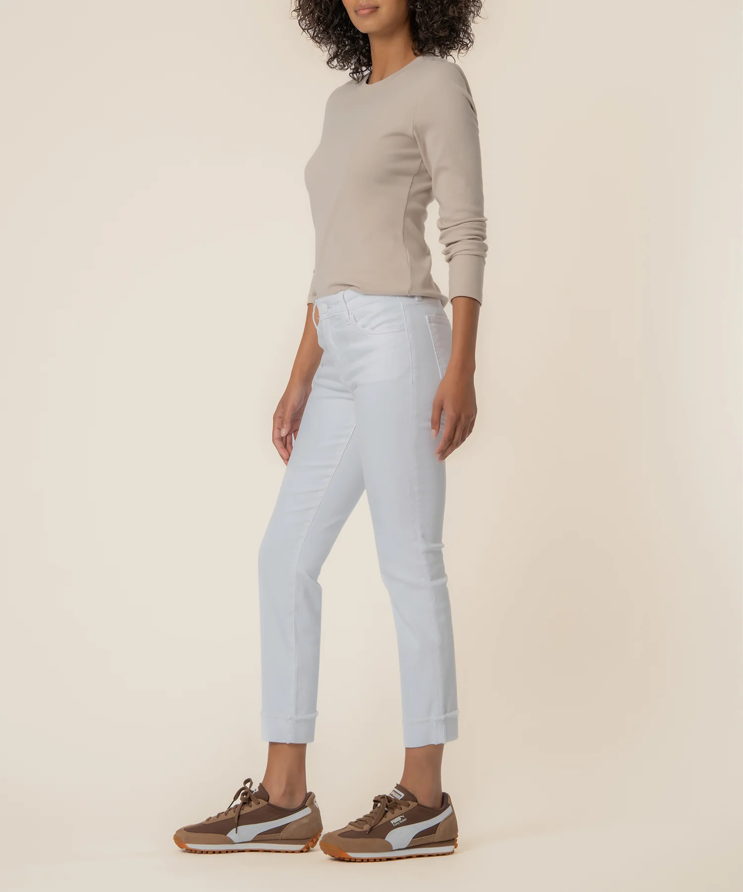 Amy Mid Rise Crop Straight Leg in Optic White - Image 2