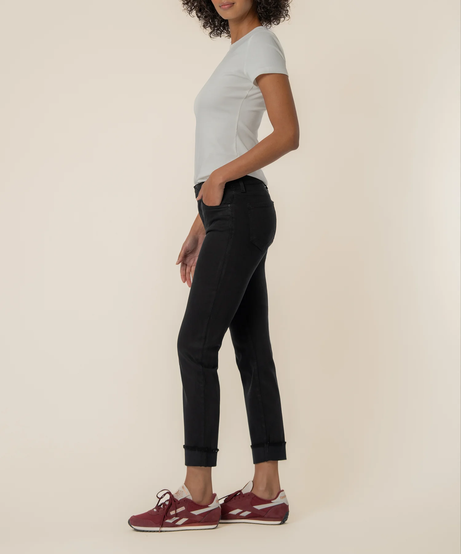 Amy Mid Rise Crop Straight Leg in Black - Image 2
