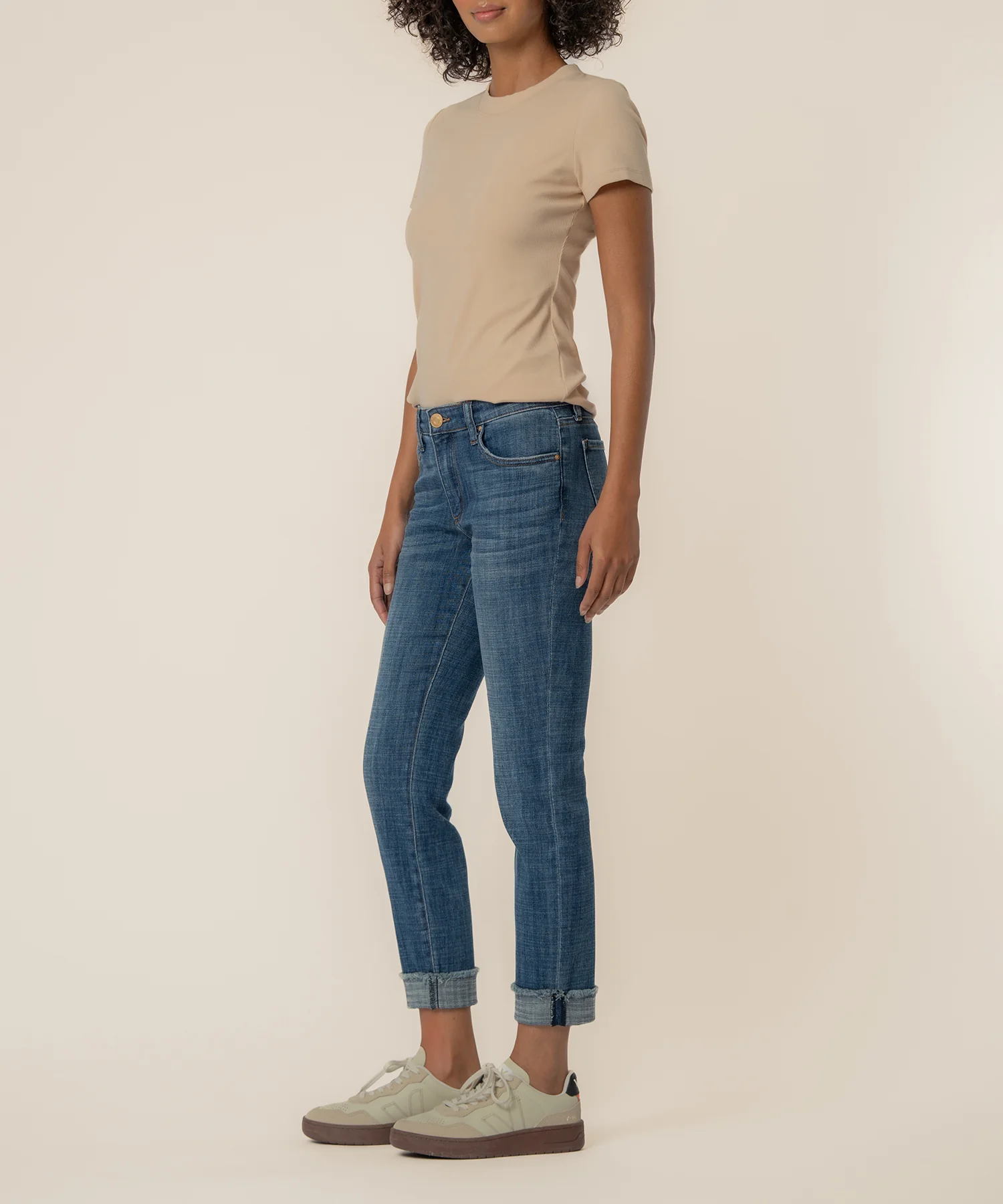 Amy Mid Rise Crop Straight, Petite in Deserving Wash - Image 2