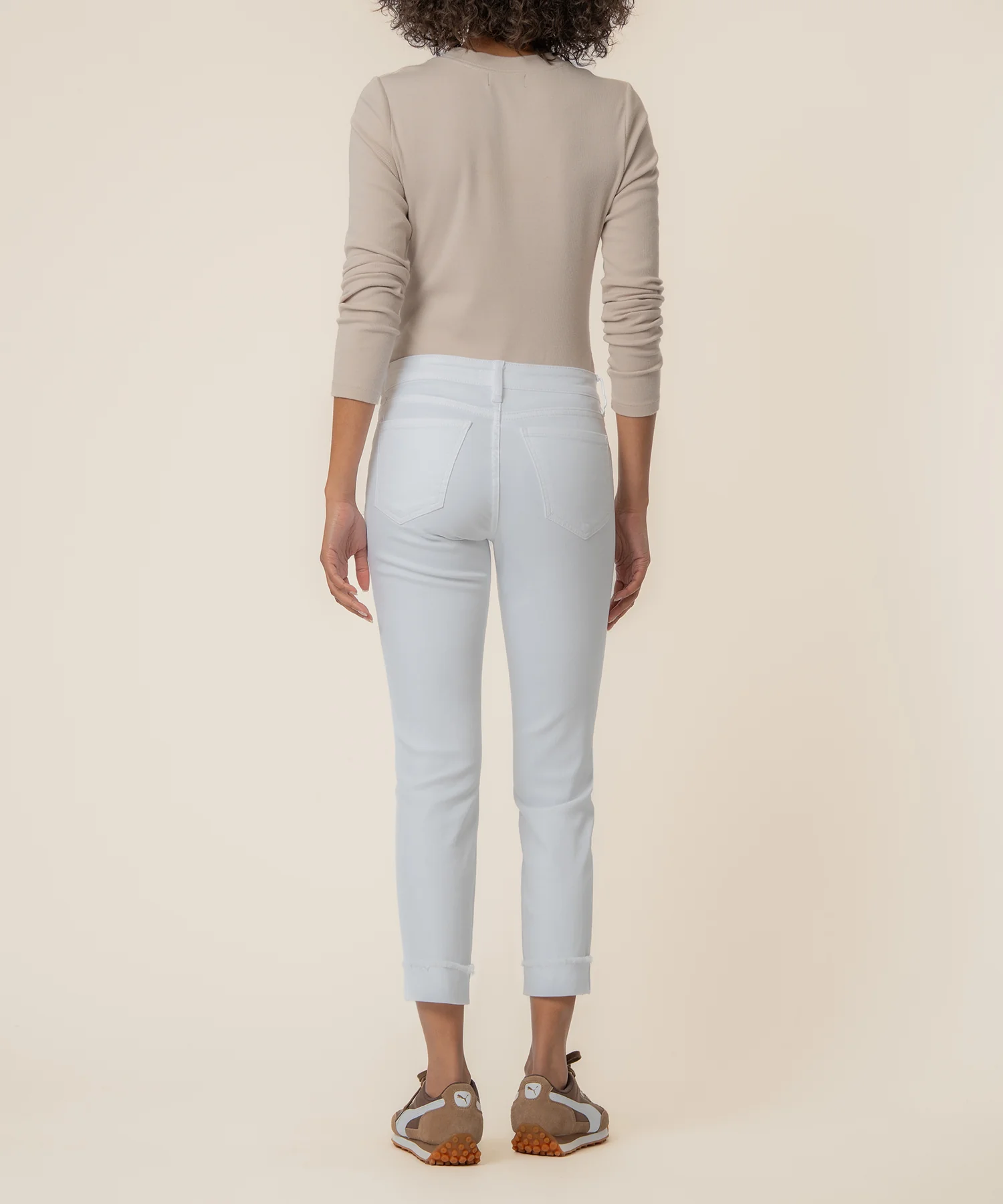 Amy Mid Rise Crop Straight Leg, Petite in Optic White - Image 3