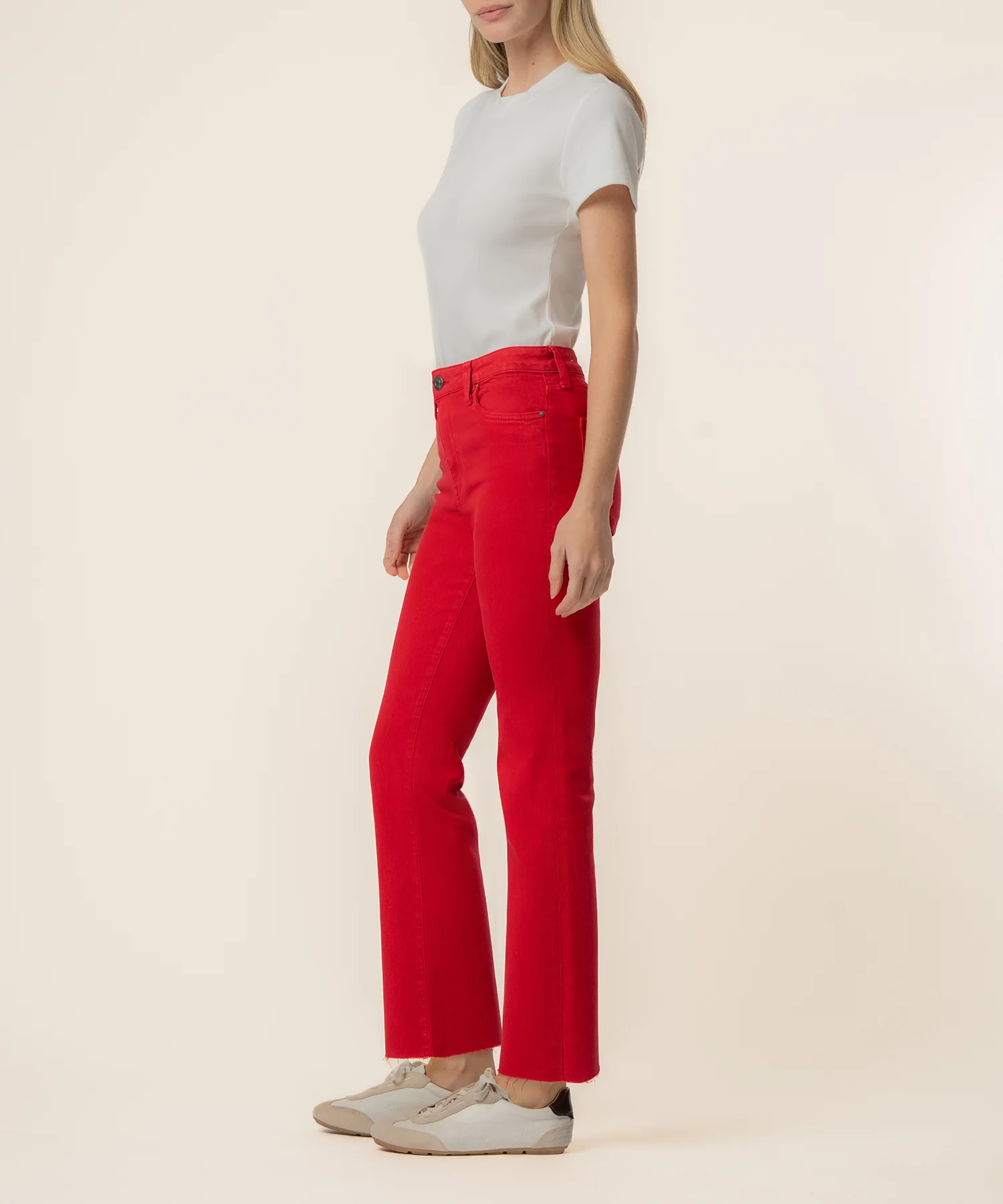 Kelsey High Rise Ankle Flare in Ruby Red - Image 2