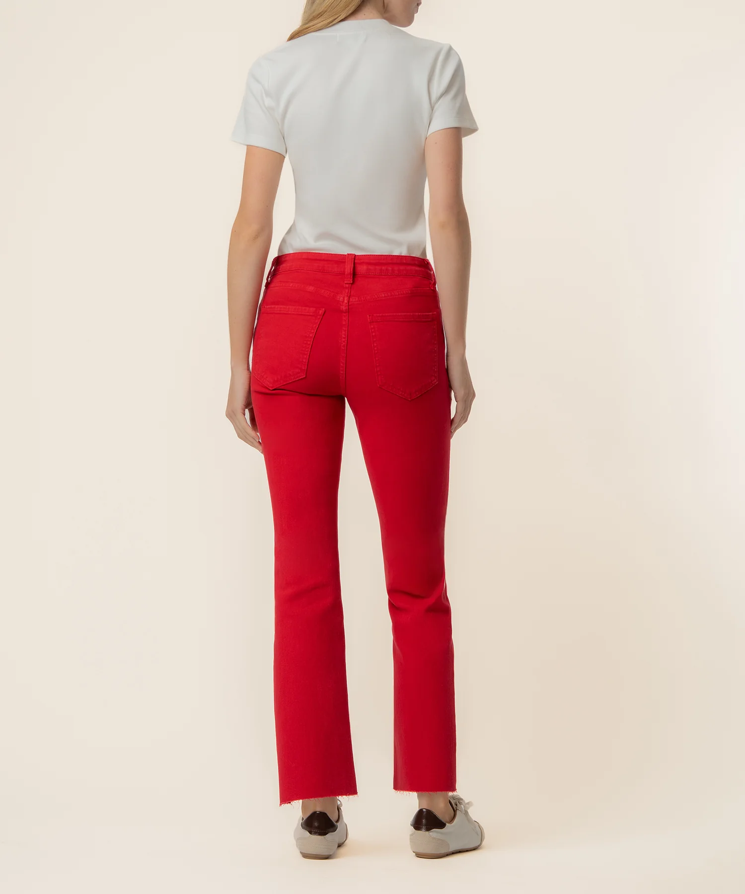 Kelsey High Rise Ankle Flare in Ruby Red - Image 3