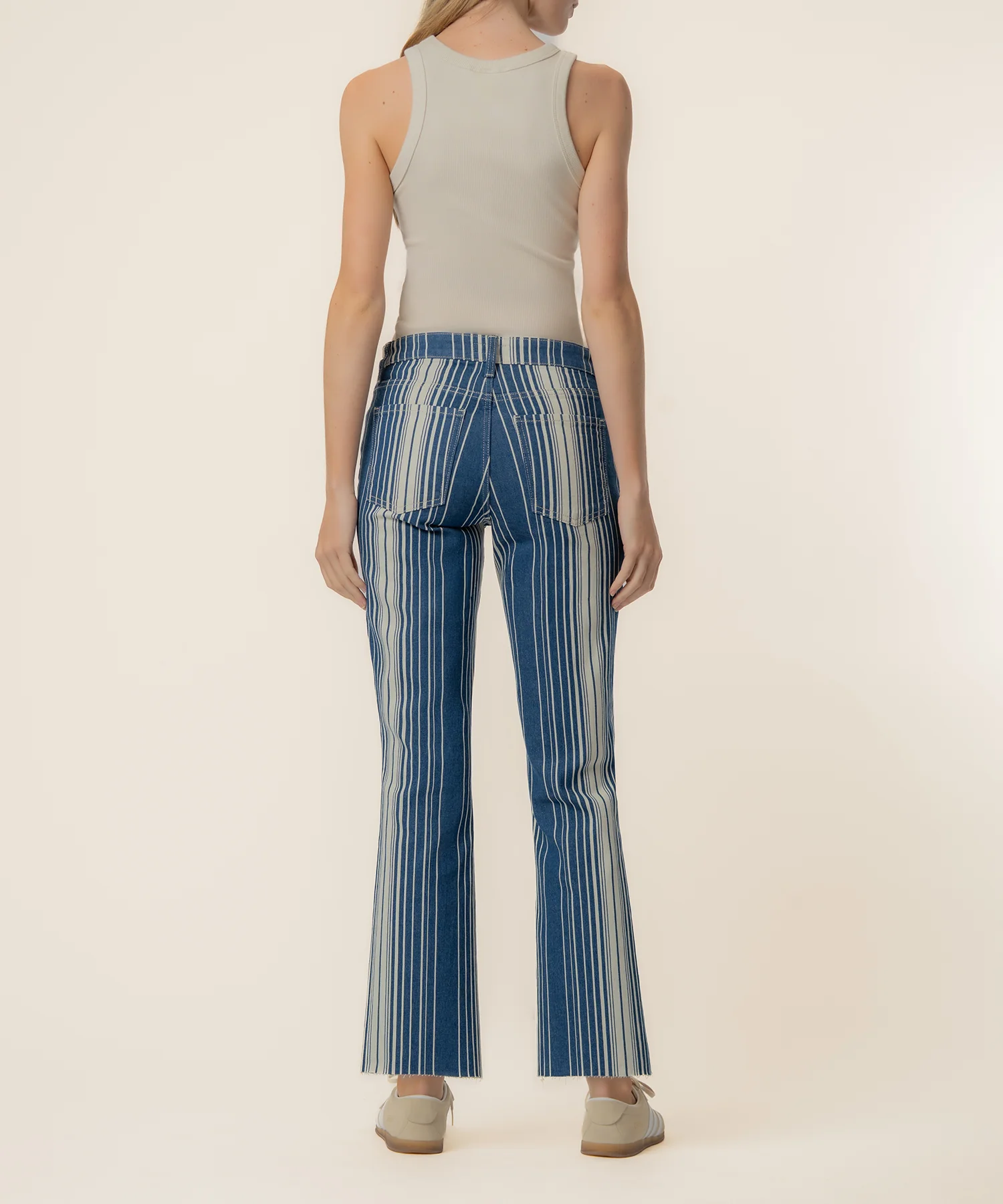 Kelsey Twill High Rise Ankle Flare, Exclusive in Navy/Ivory - Image 3