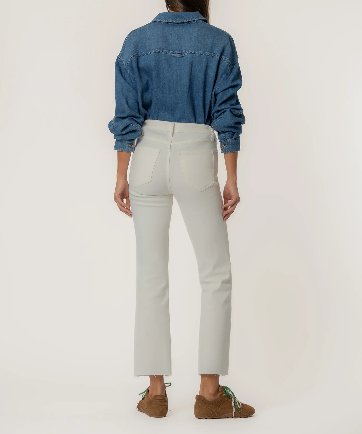 Kelsey High Rise Ankle Flare, Petite in Ecru - Image 3