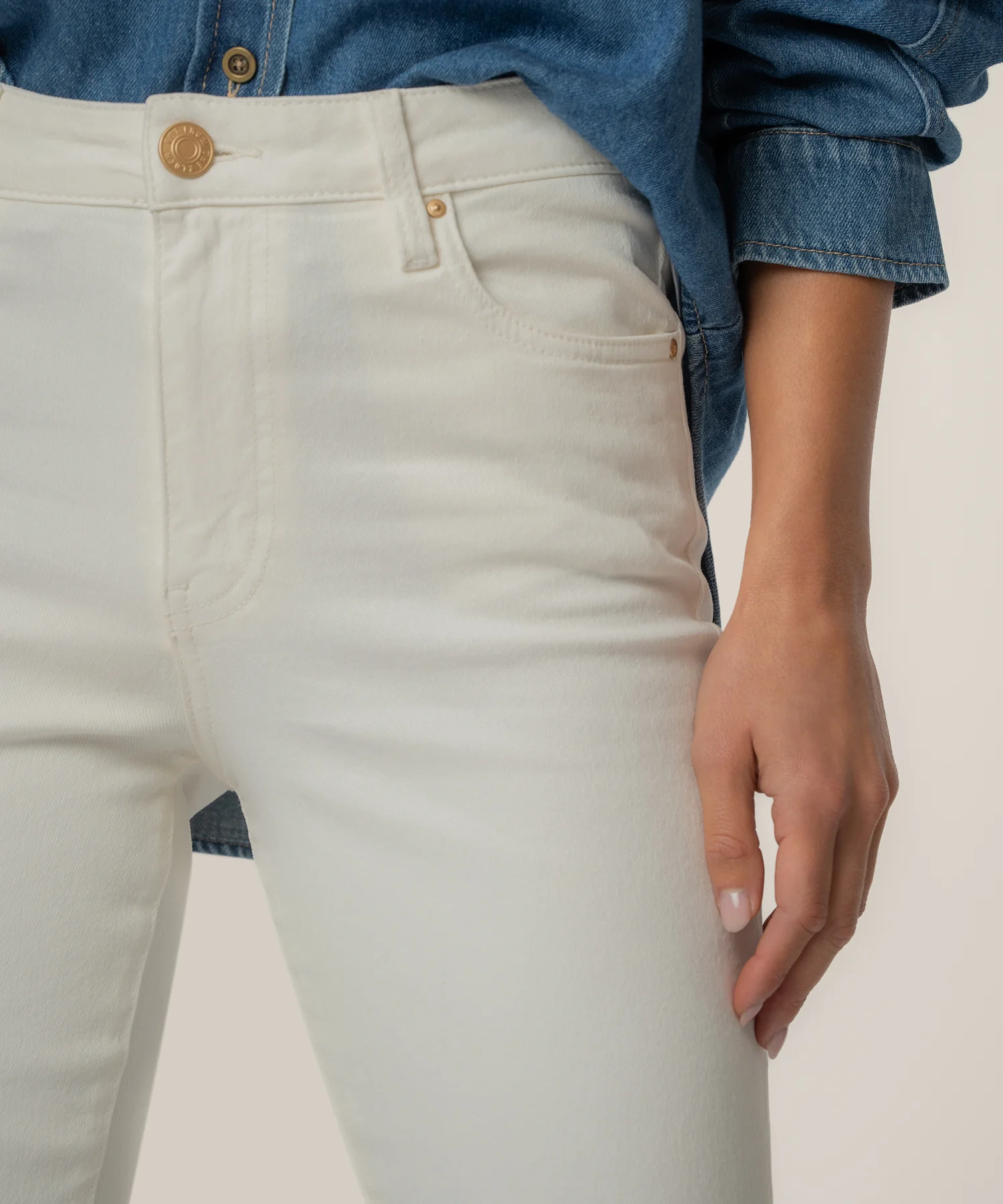 Kelsey High Rise Ankle Flare, Petite in Ecru - Image 4