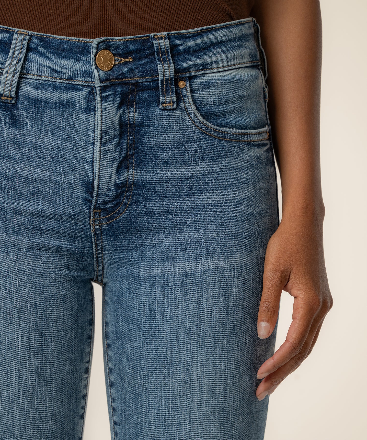Natalie High Rise Bootcut, Short Inseam in Cracking Wash - Image 4