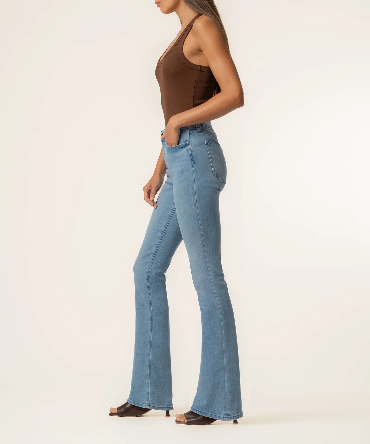 Natalie Mid Rise Flare in Lively Wash - Image 2