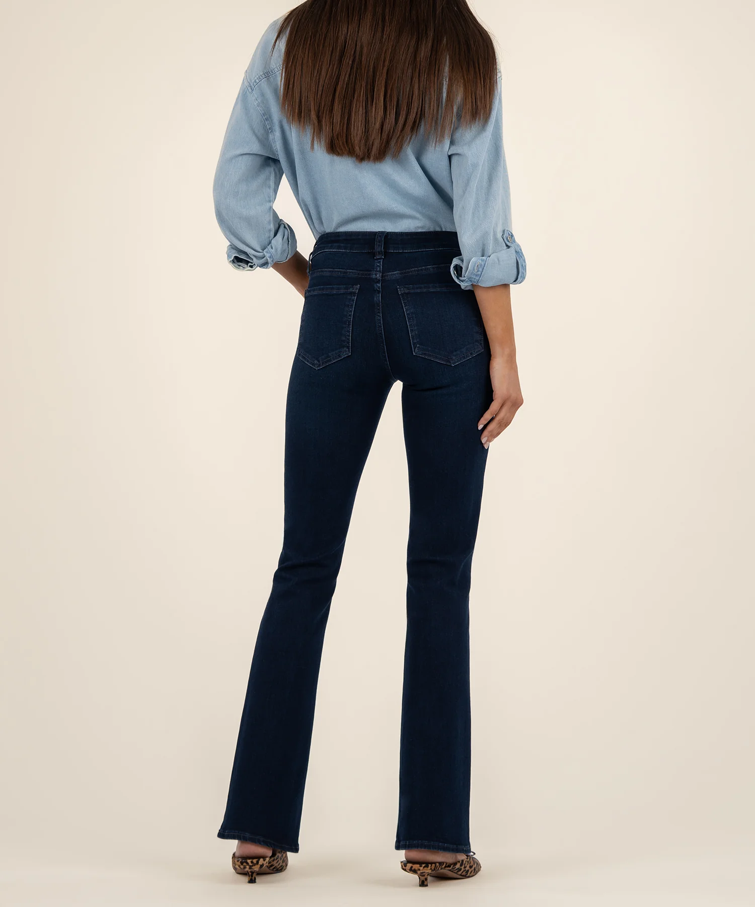 Natalie Mid Rise Flare, Petite in Leading Wash - Image 3