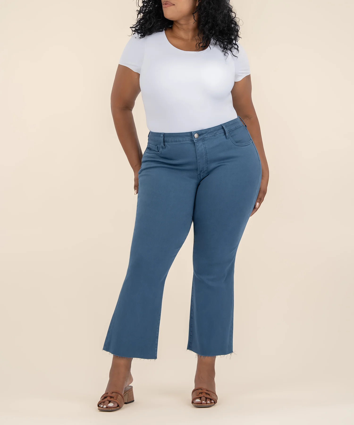 Kelsey High Rise Ankle Flare, Plus in Ocean Blue