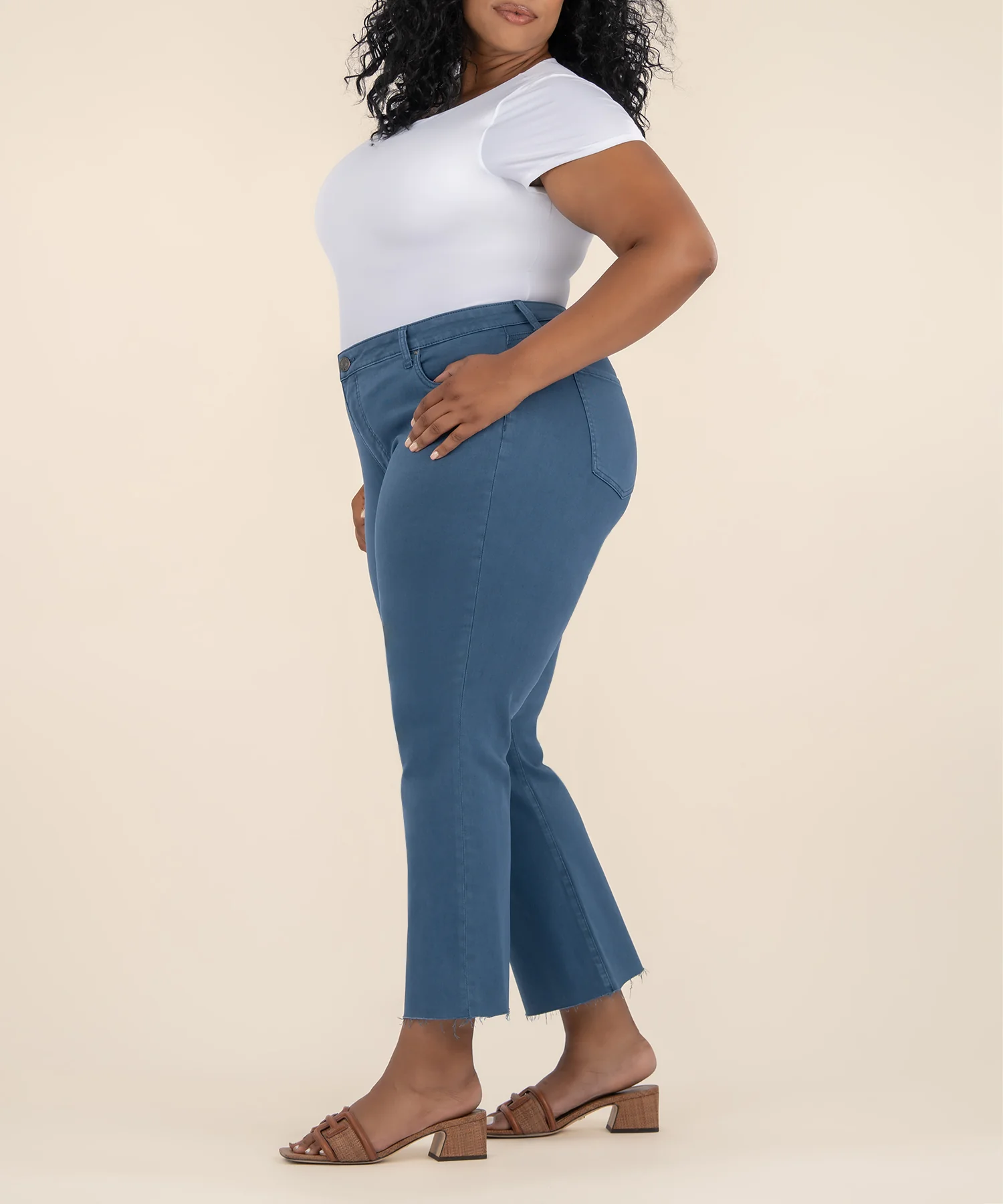 Kelsey High Rise Ankle Flare, Plus in Ocean Blue - Image 2