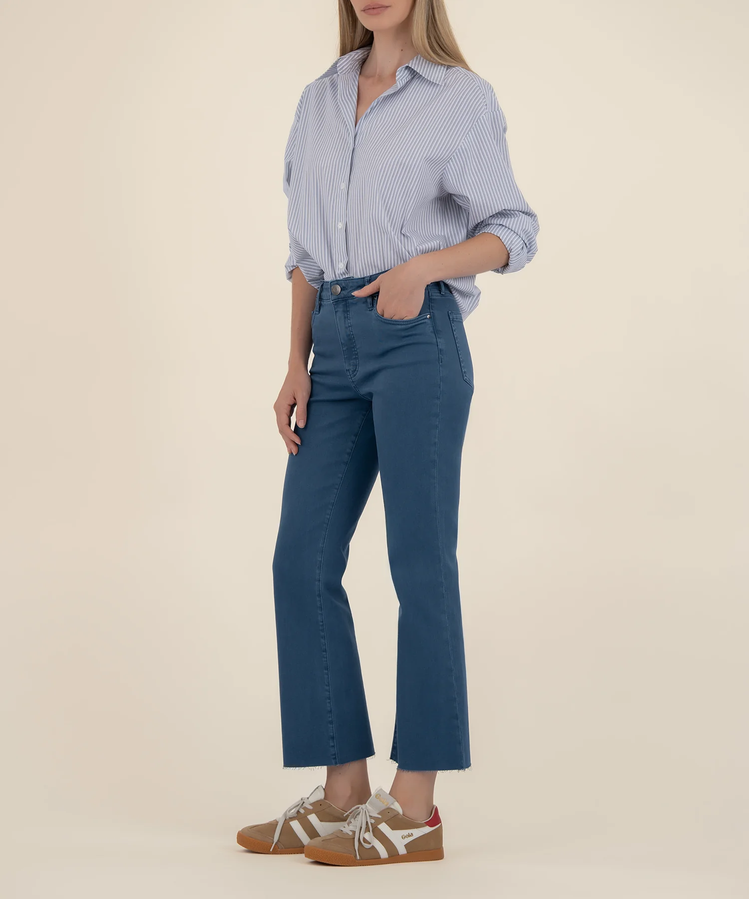 Kelsey High Rise Ankle Flare in Ocean Blue - Image 2