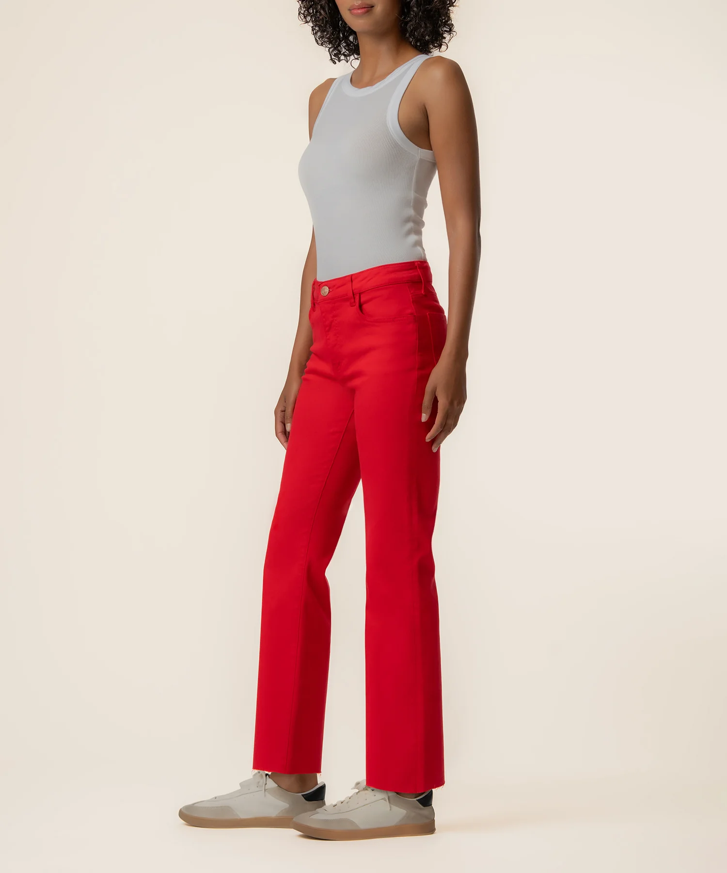 Kelsey Twill High Rise Ankle Flare, Exclusive in Cherry - Image 2