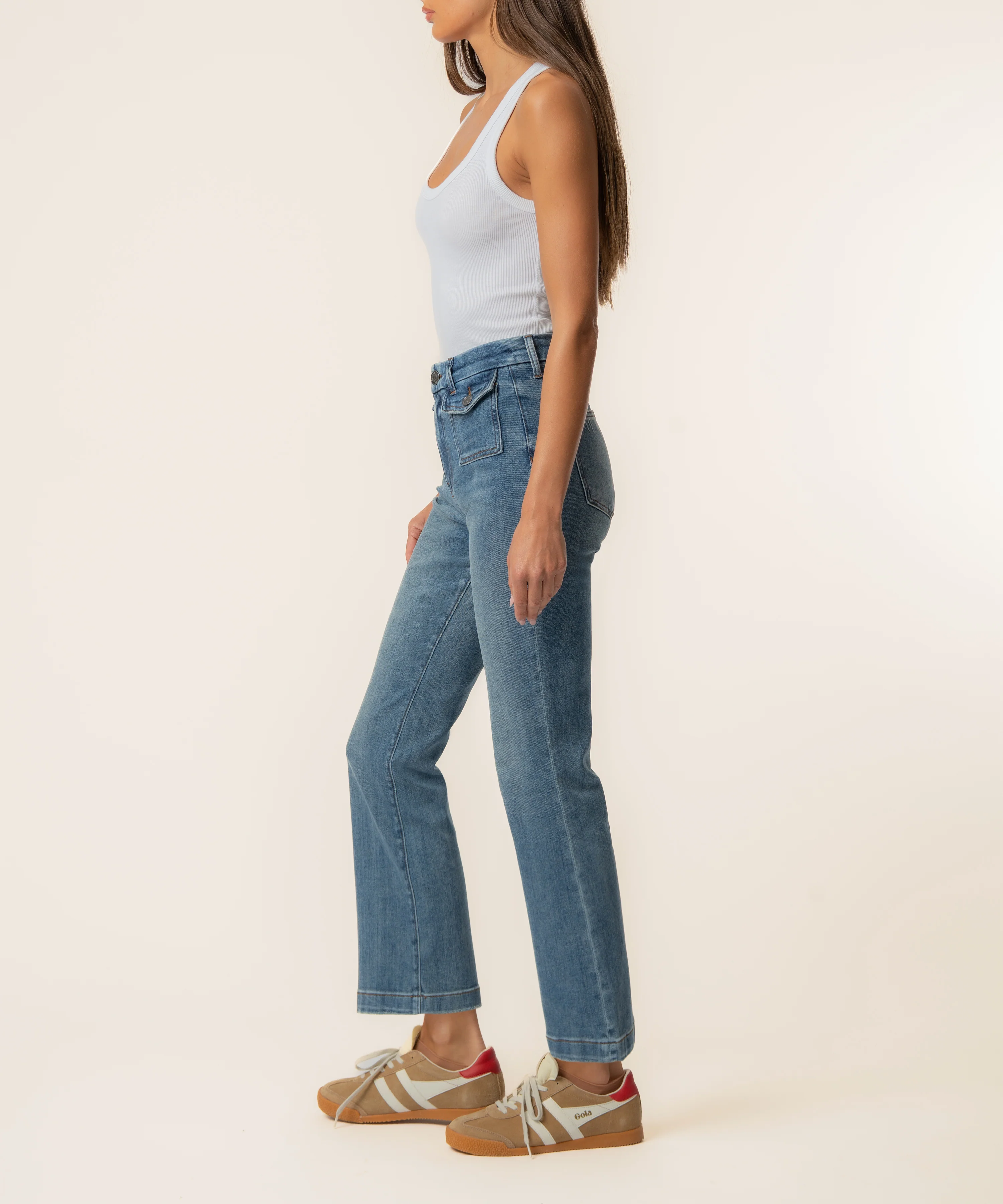 Kelsey High Rise Ankle Flare In Wealth Wash - Image 2