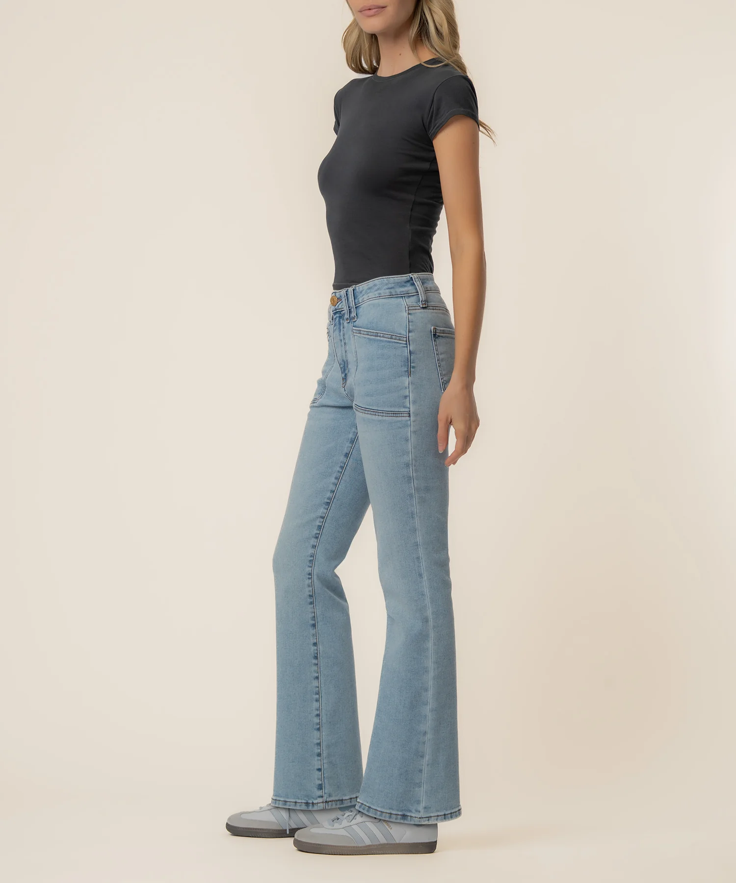 Kelsey High Rise Ankle Flare, Petite in Cure Wash - Image 2