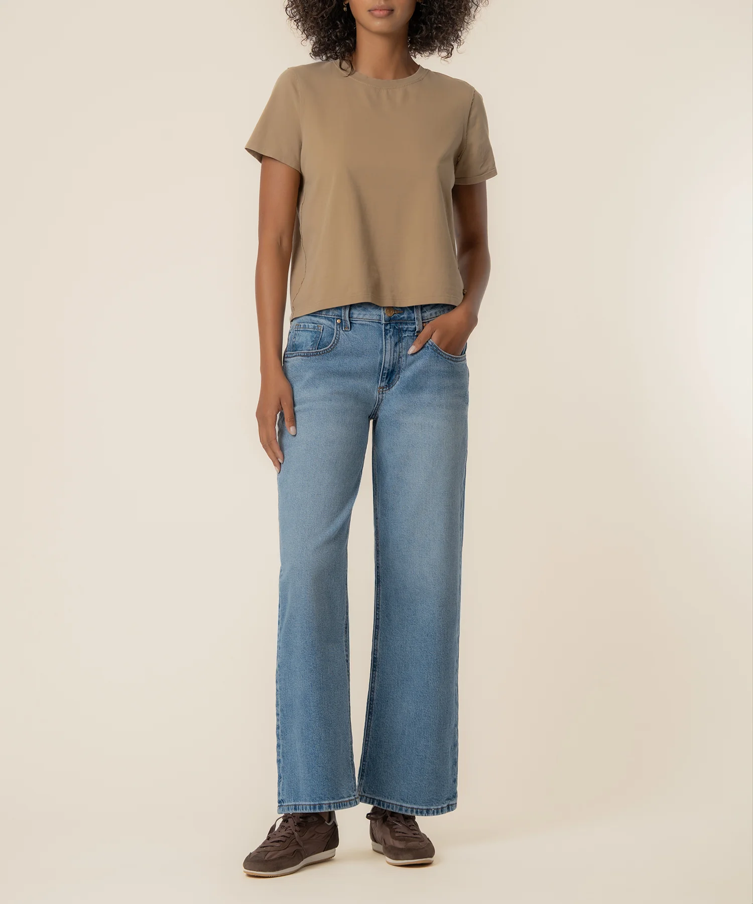 Selena Baggy Low Rise Straight Leg, Petite in Bravery Wash