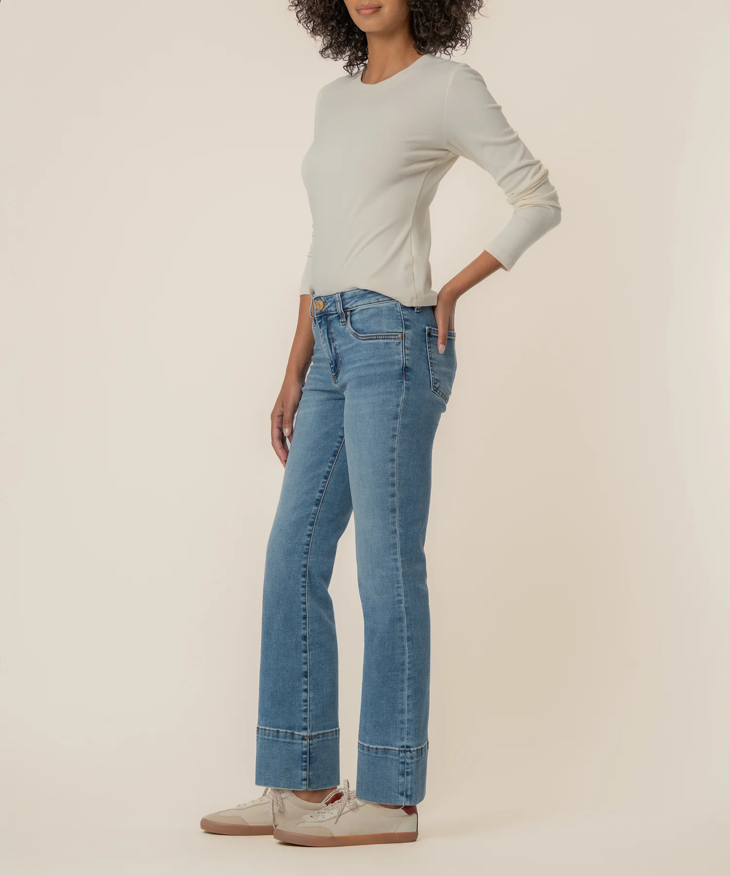 Kelsey Mid Rise Flare, Long Inseam in Contract Wash - Image 2