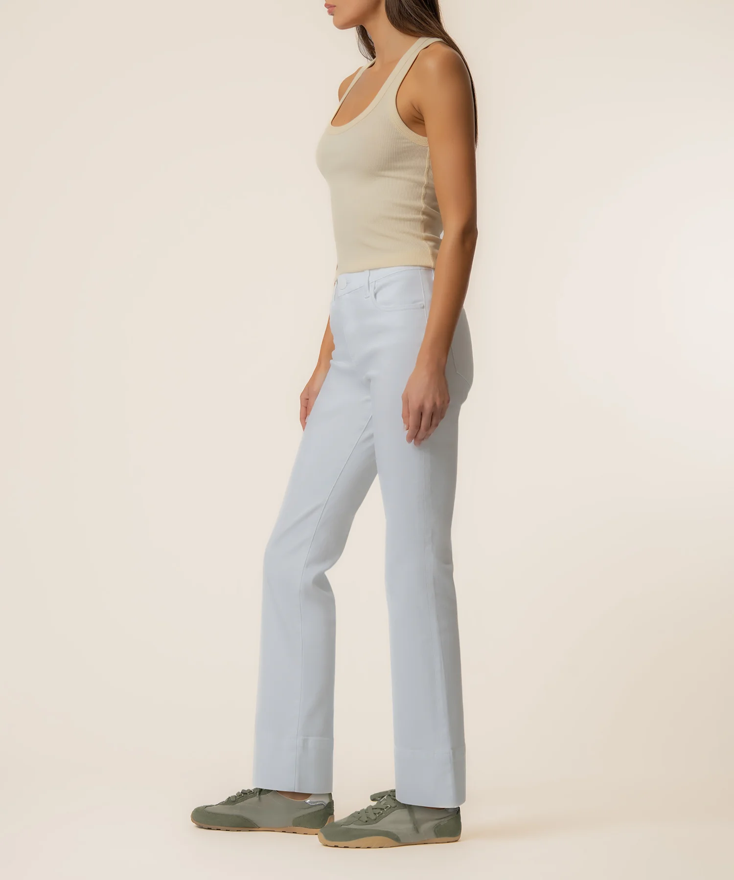Kelsey Mid Rise Flare, Long Inseam in Optic White - Image 2