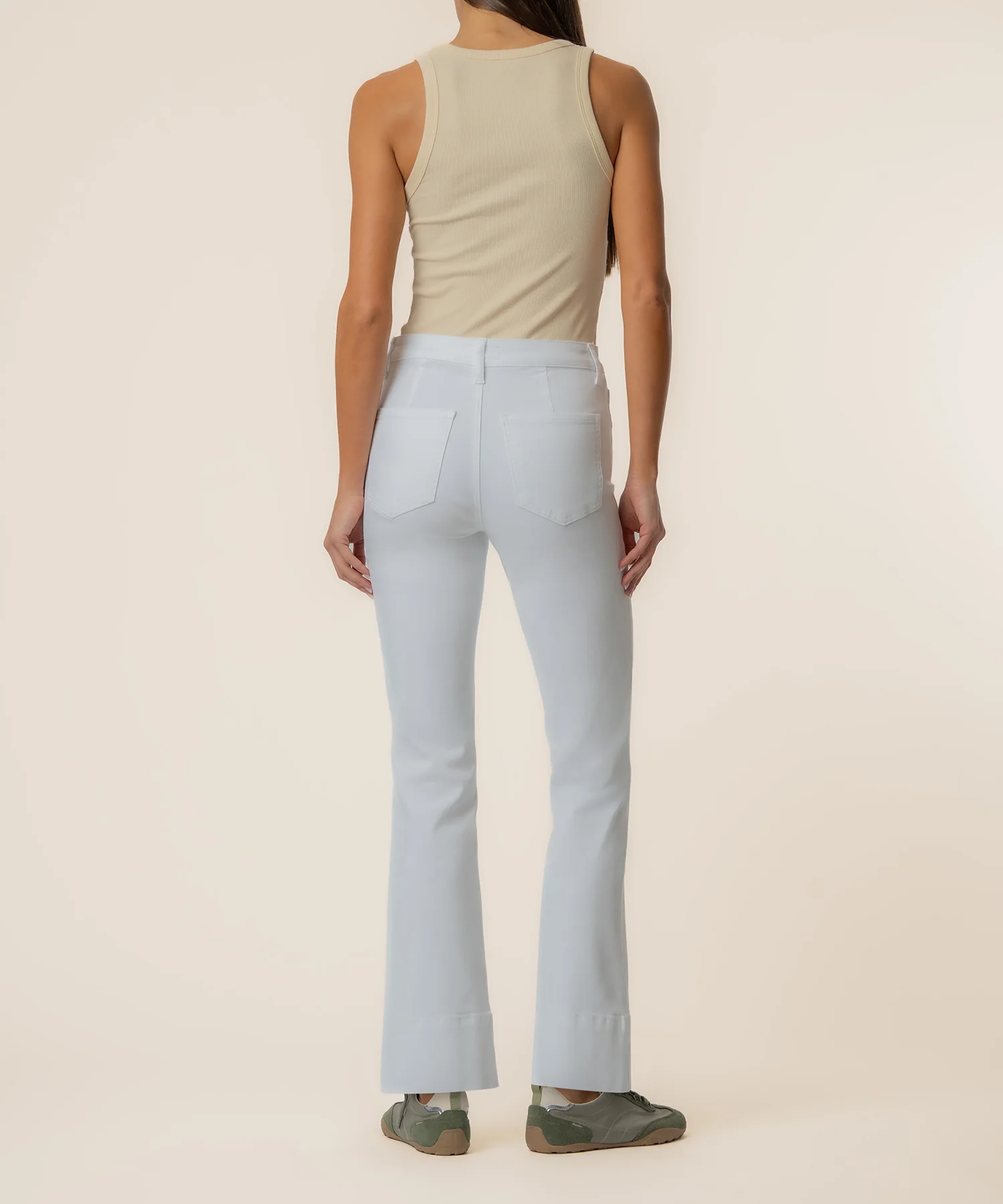 Kelsey Mid Rise Flare, Long Inseam in Optic White - Image 3