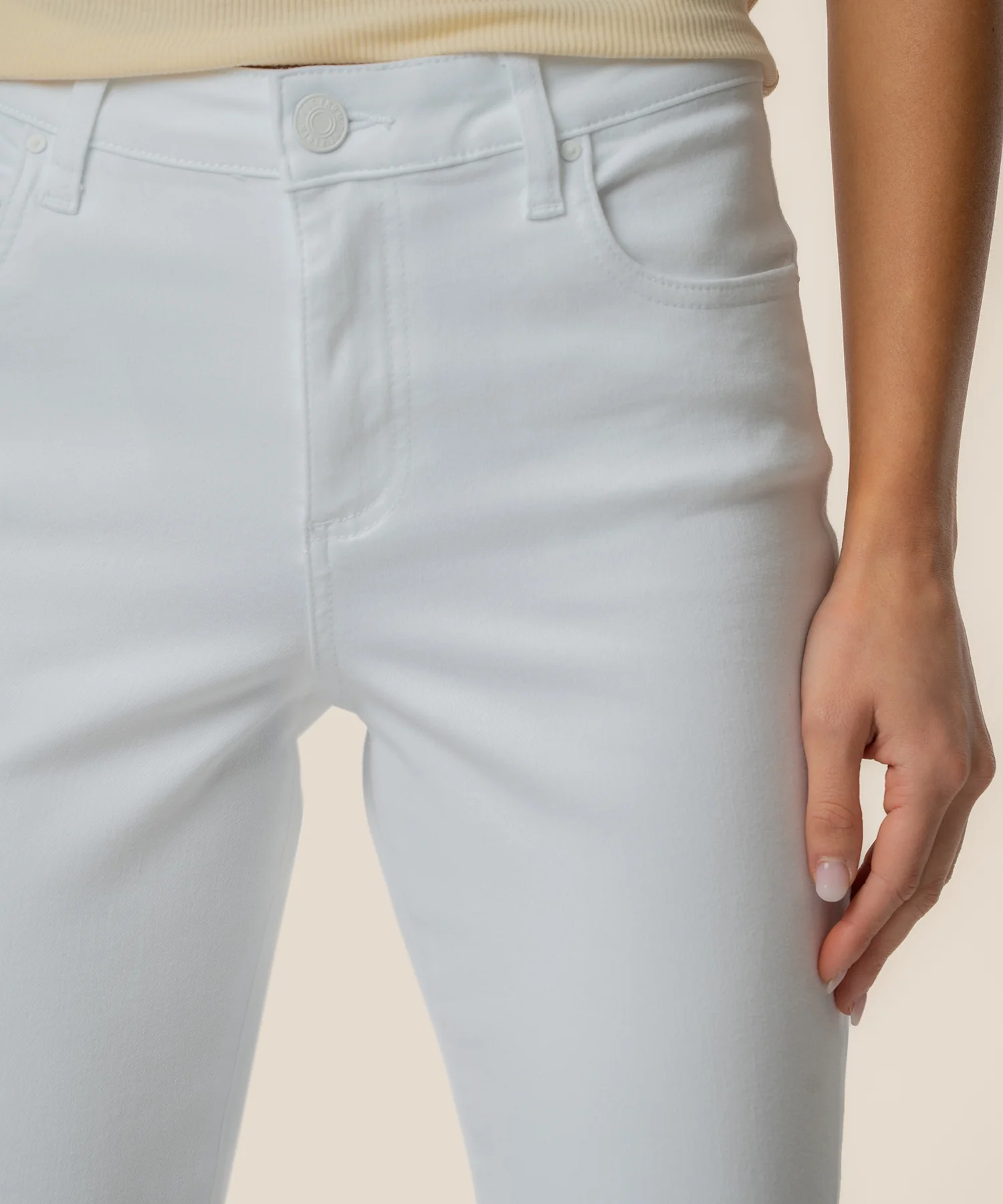 Kelsey Mid Rise Flare, Long Inseam in Optic White - Image 4