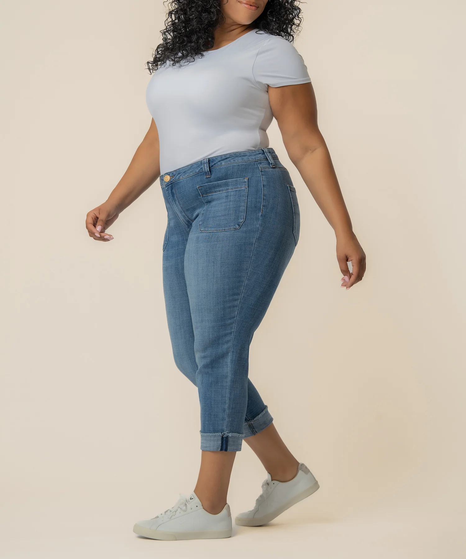 Amy Mid Rise Crop Straight Leg, Plus in Attractive Wash - Image 2
