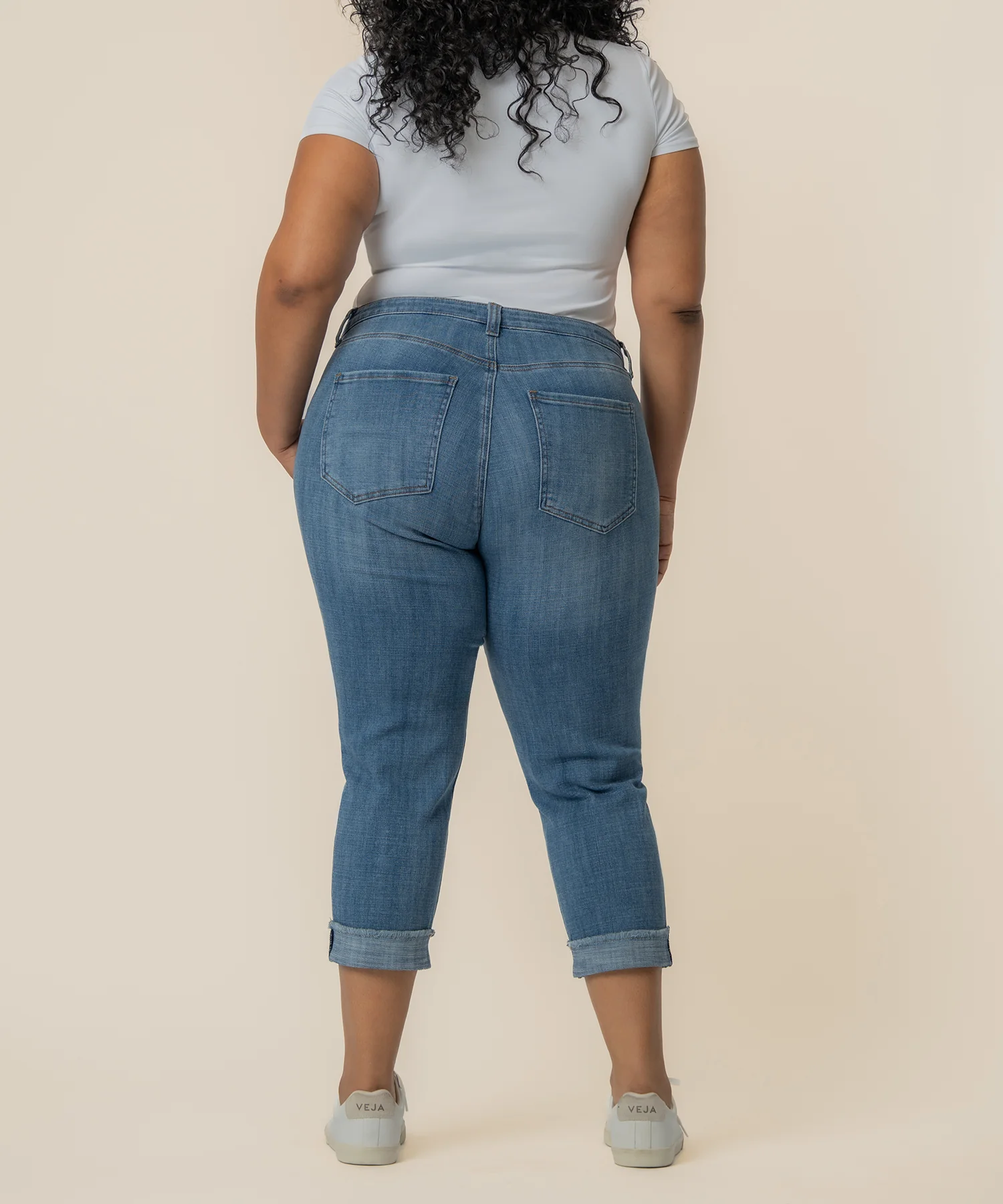 Amy Mid Rise Crop Straight Leg, Plus in Attractive Wash - Image 3