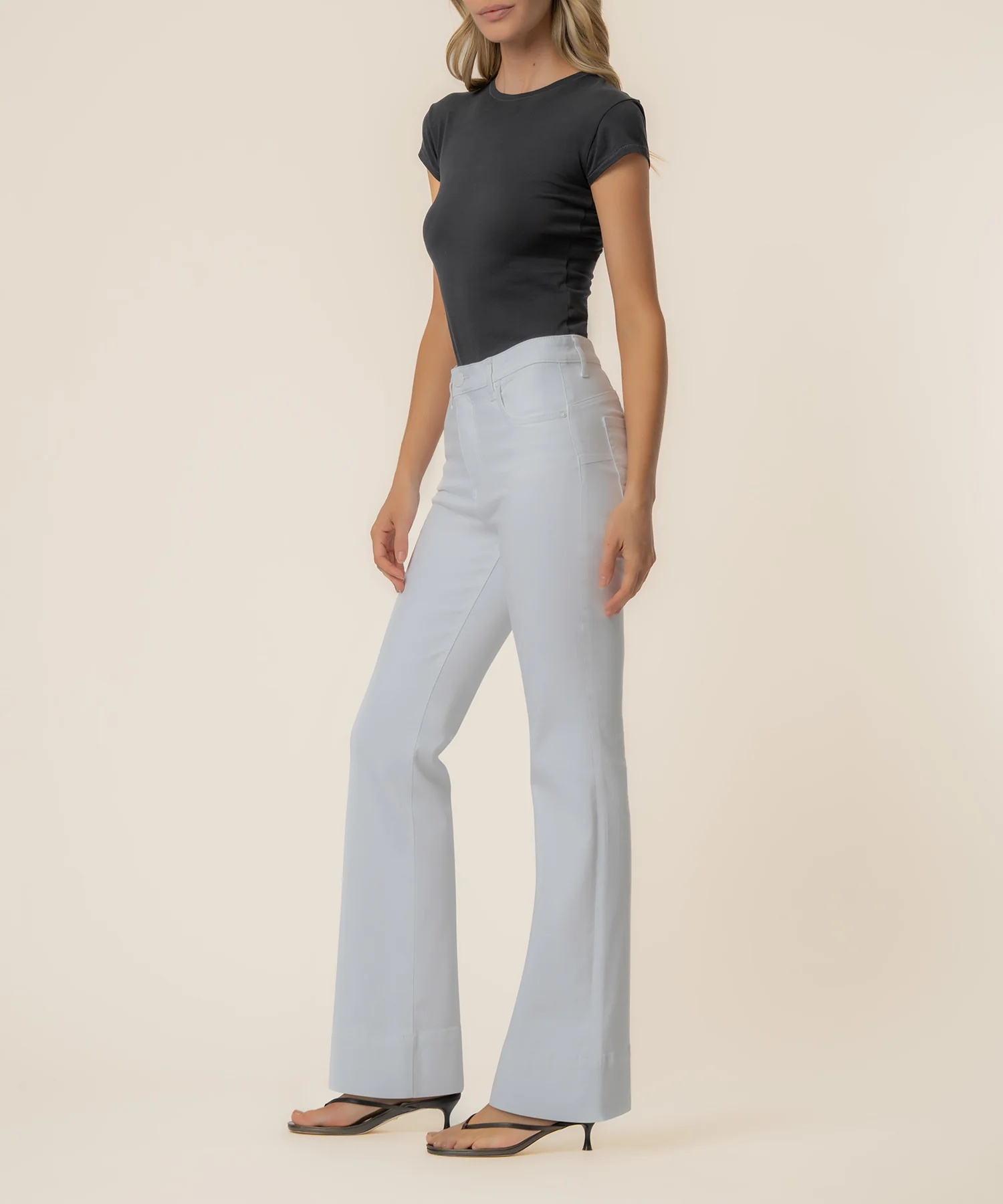 Stella High Rise Flare, Petite in Optic White - Image 2