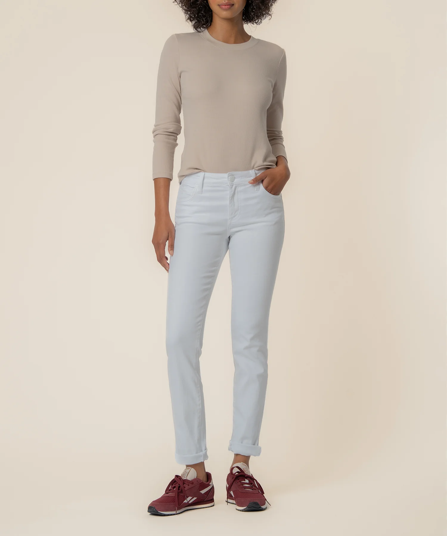Catherine Mid Rise Boyfriend in Optic White