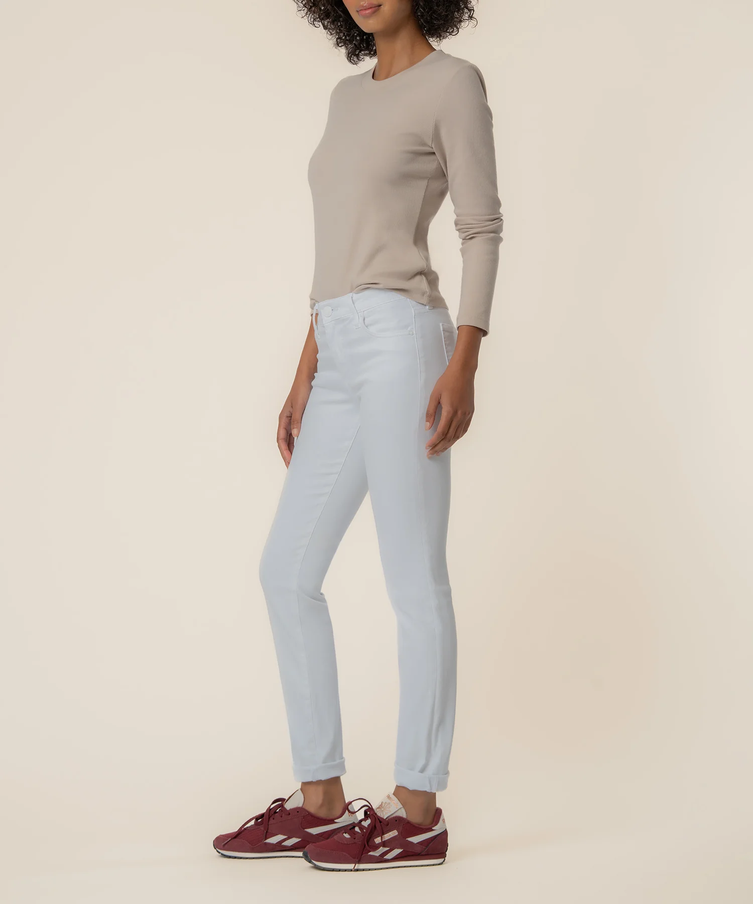 Catherine Mid Rise Boyfriend in Optic White - Image 2
