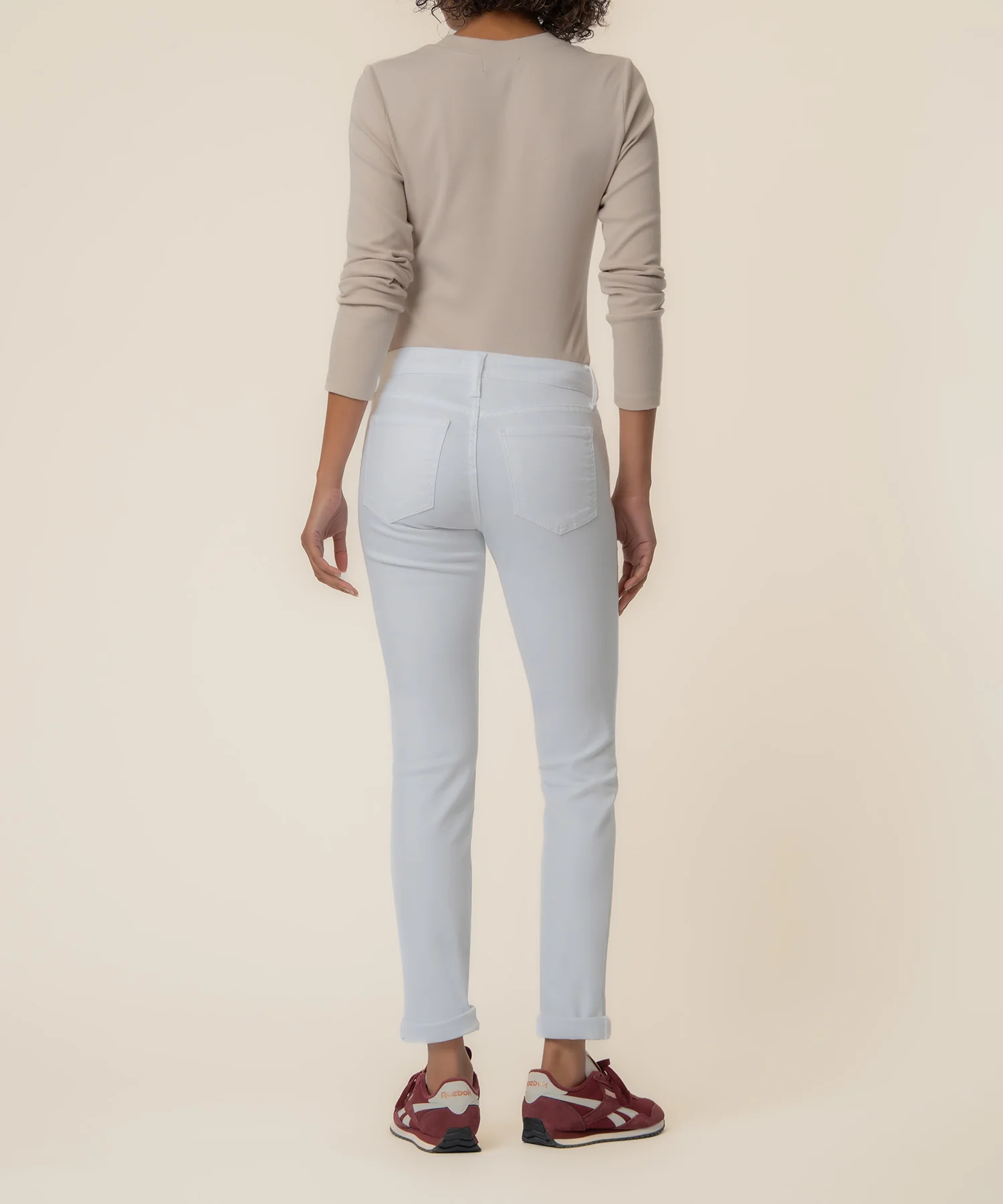 Catherine Mid Rise Boyfriend in Optic White - Image 3