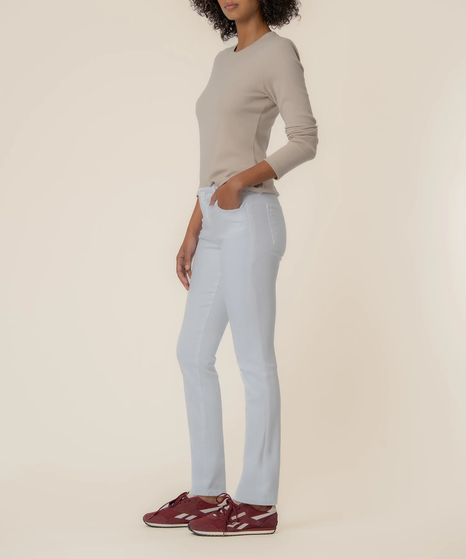 Catherine Mid Rise Boyfriend in Optic White - Image 5