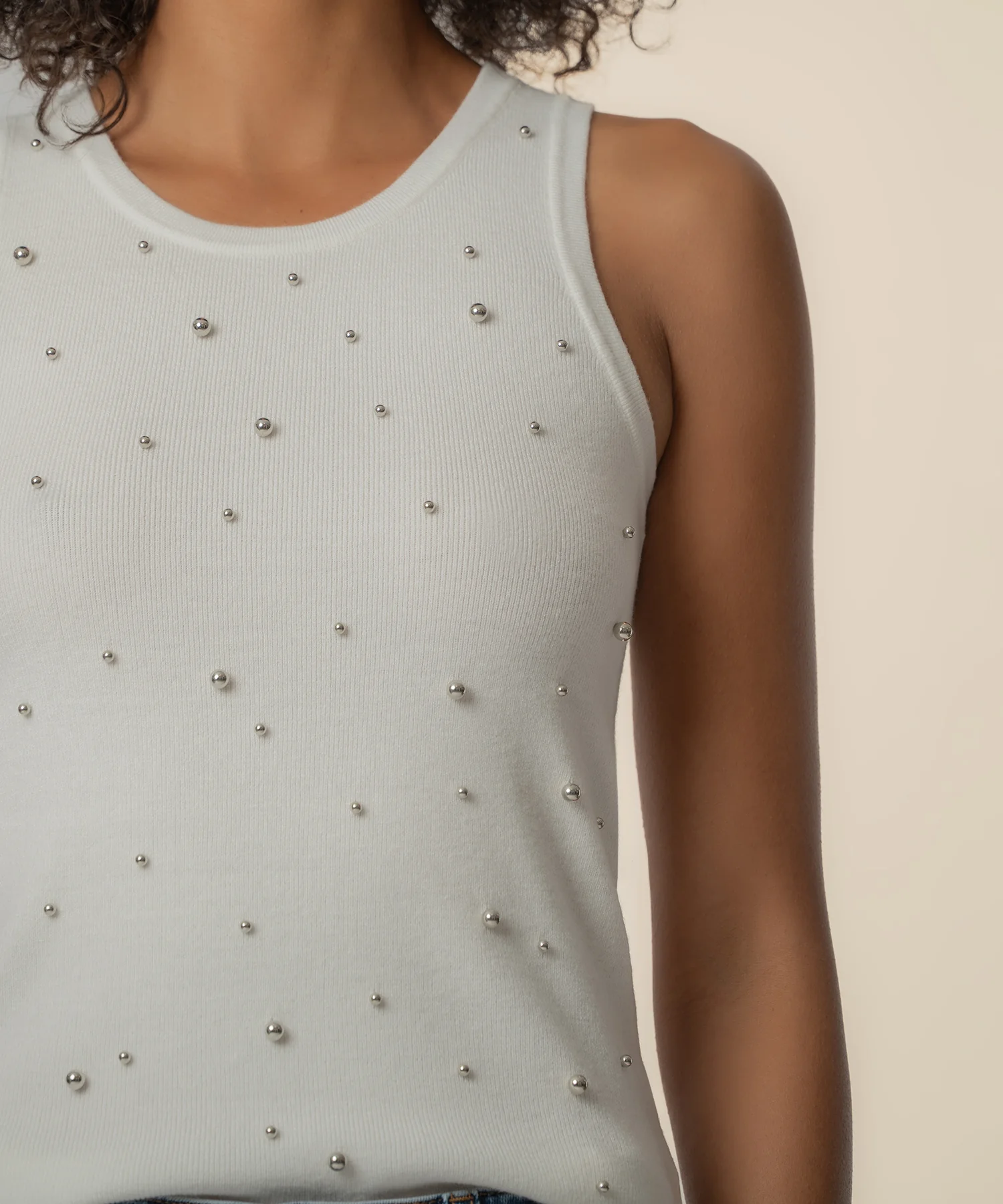 Sena Sweater Tank Top in White - Image 4