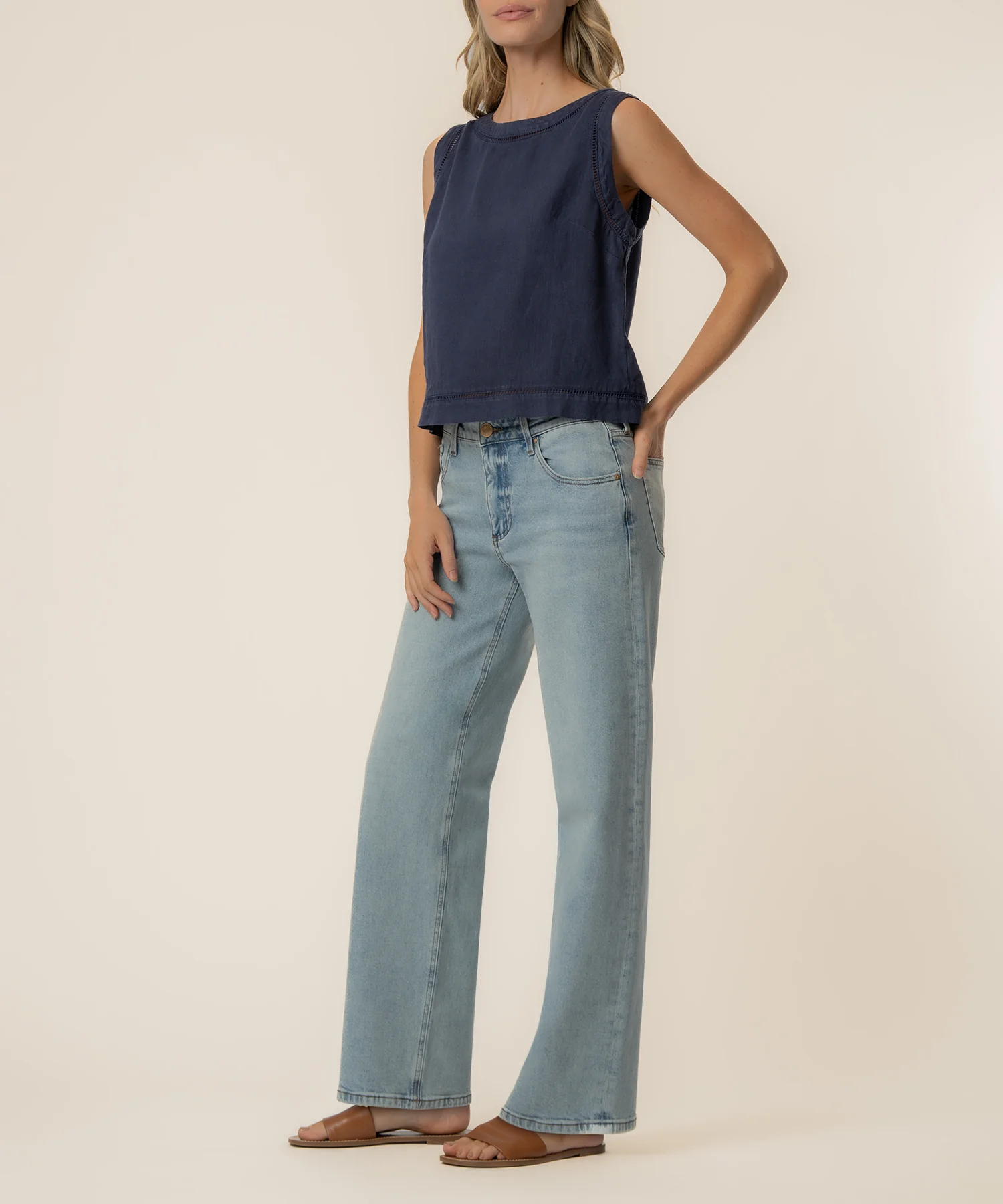 Joanne Sleeveless Crop Top in Ink Blue - Image 2