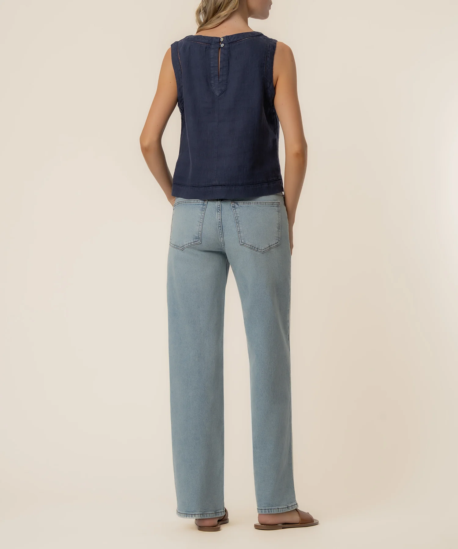 Joanne Sleeveless Crop Top in Ink Blue - Image 3