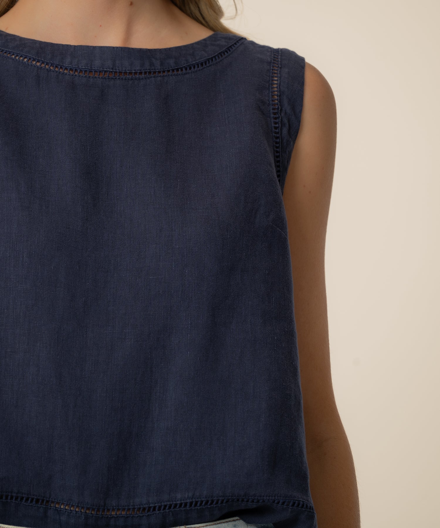 Joanne Sleeveless Crop Top in Ink Blue - Image 4