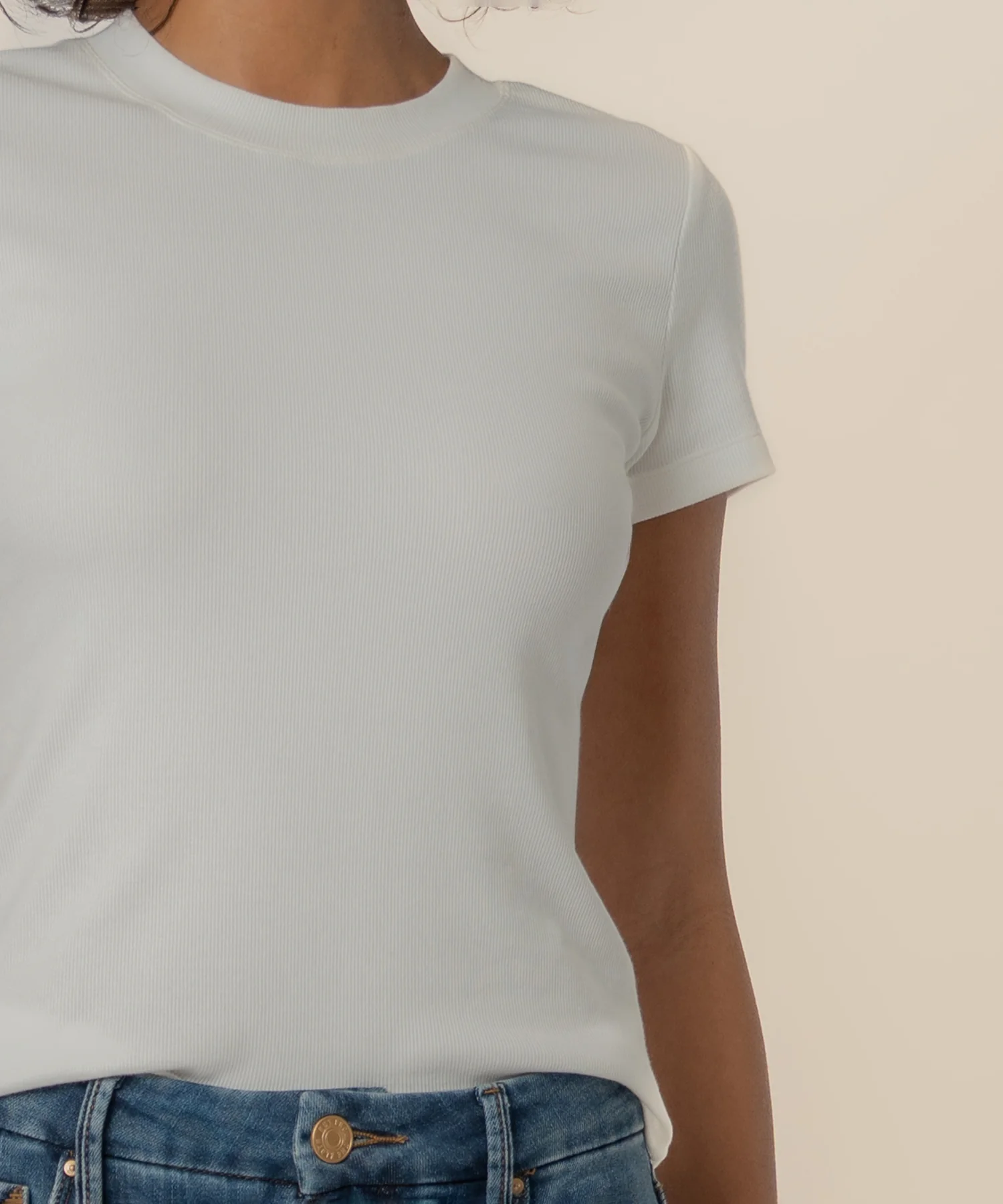 Langley Rib Top in White - Image 4