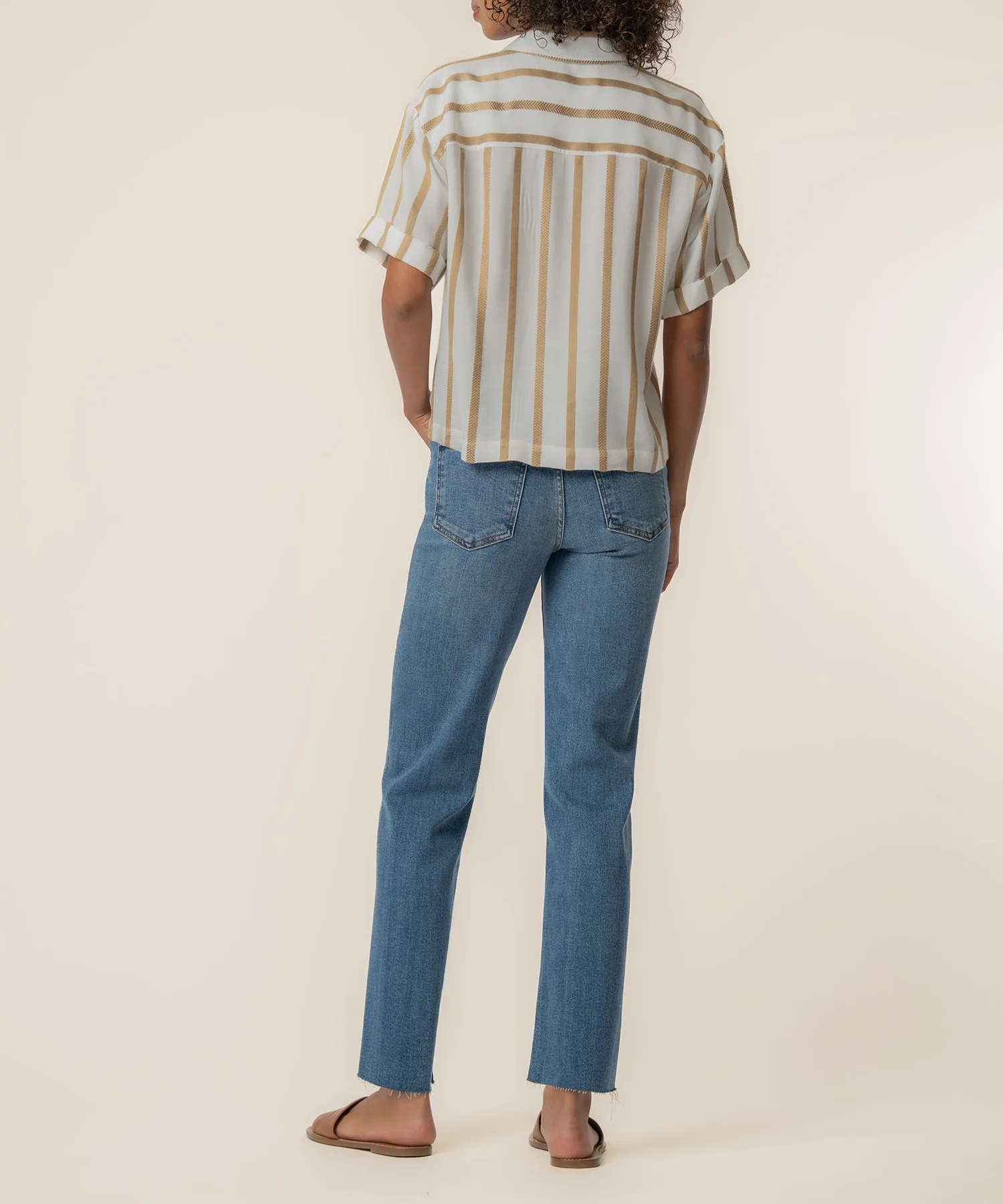 Aida Stripe Top in Golden/Off White - Image 3