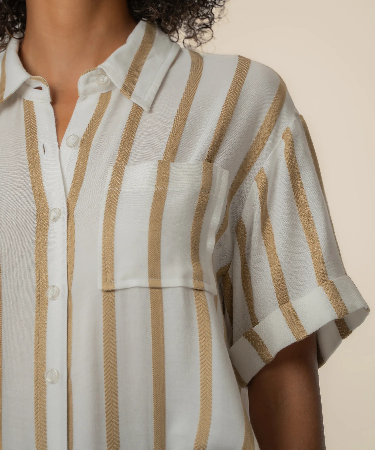 Aida Stripe Top in Golden/Off White - Image 4