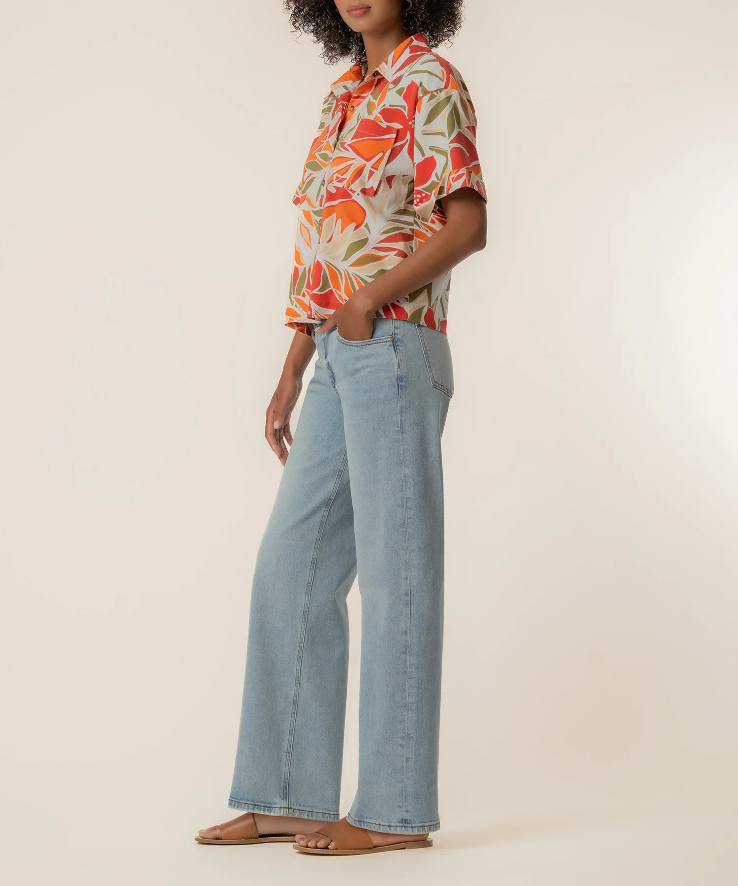 Aida Linen Top in Red/Orange - Image 2