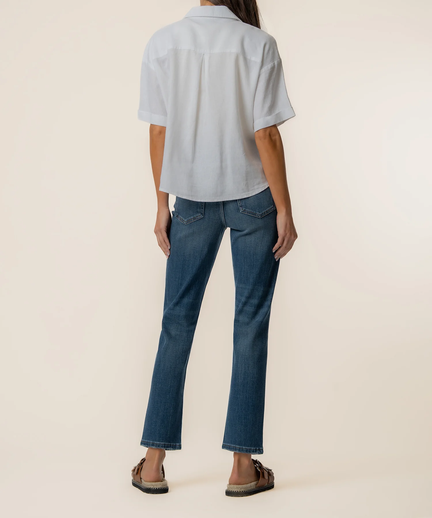 Brianna Linen Boxy Shirt in White - Image 3