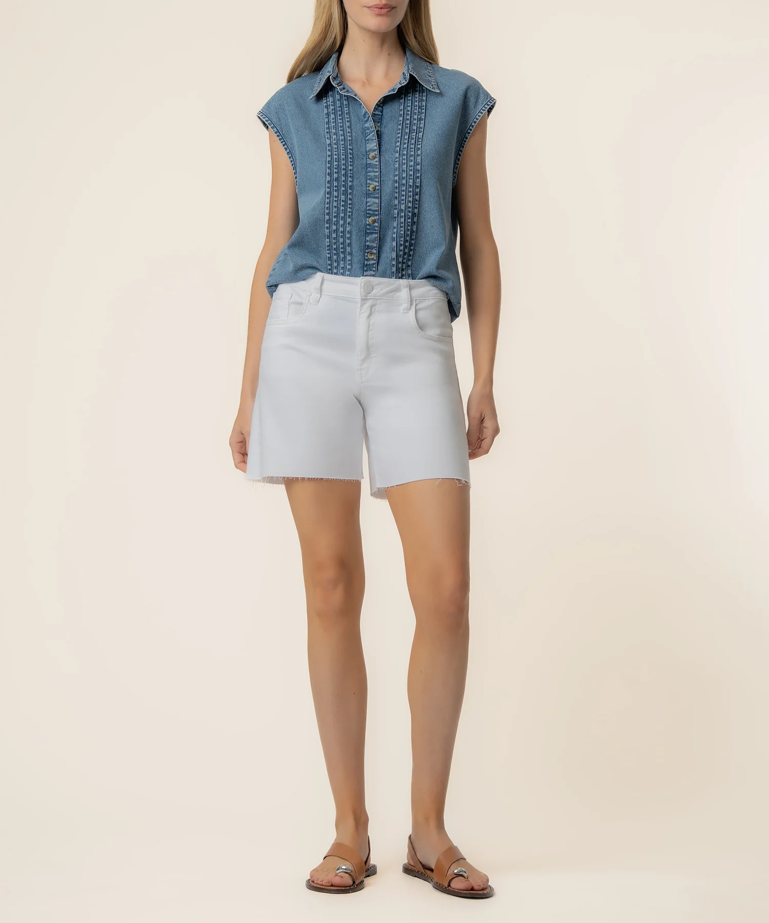 Penelope Denim Top in Beaming Wash
