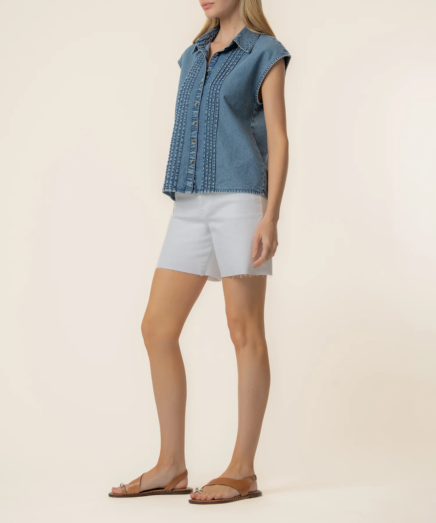 Penelope Denim Top in Beaming Wash - Image 2