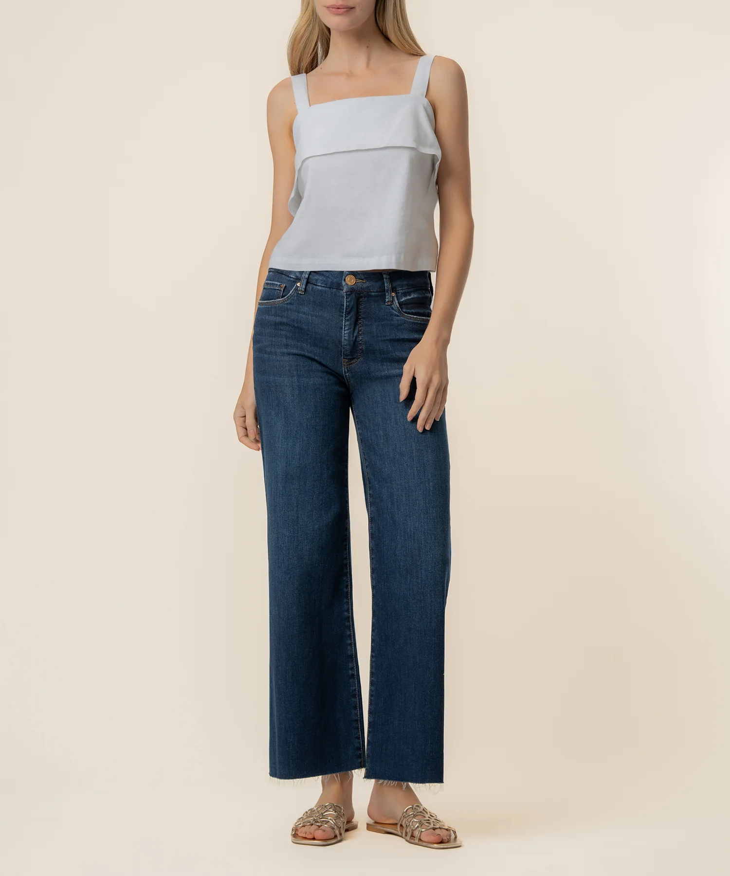 Melanie Linen Tank Top in White